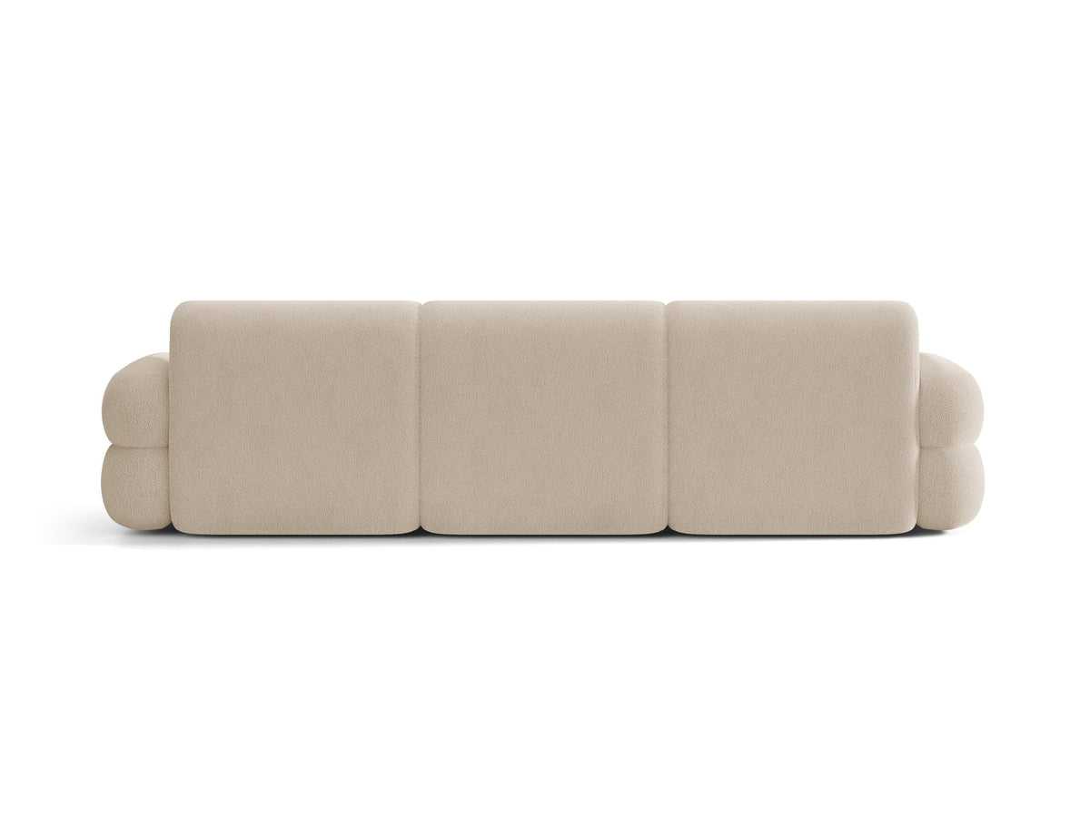Modulares 4er Sofa Neo von Micadoni in dunklem Olivgrün mit strukturiertem Stoffbezug, hoher Rückenlehne und schwarzen Kunststoffbeinen.