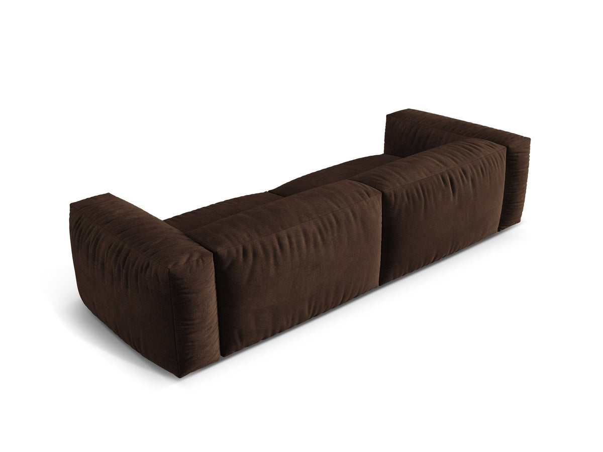 Modulares 4-Sitzer Sofa Martina von Micadoni, Bezug in Anthracite-Monet Bouclé-Stoff, gerade Form mit schwarzen Kunststoffbeinen.