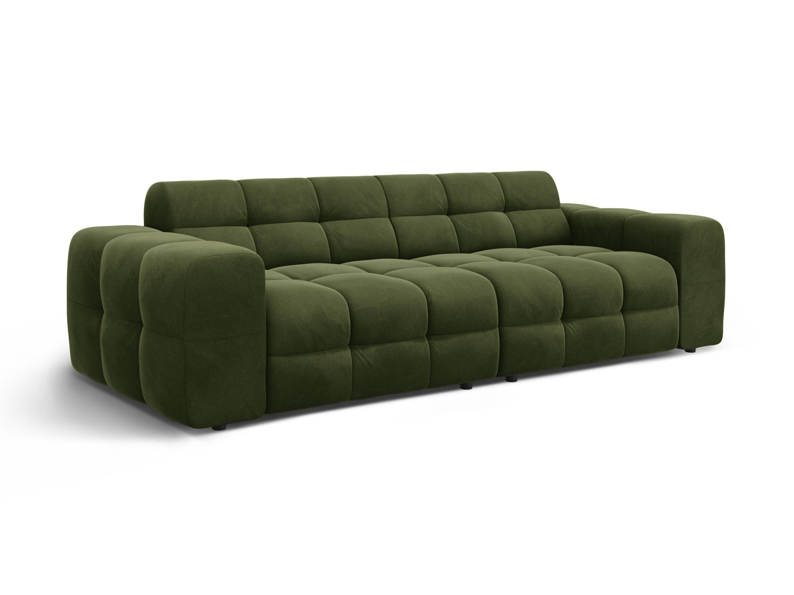 Kendal Velour Sofa in Army Green, 4-Sitzer von Micadoni, vereint modernes Design und hohen Sitzkomfort für Ihr Zuhause.