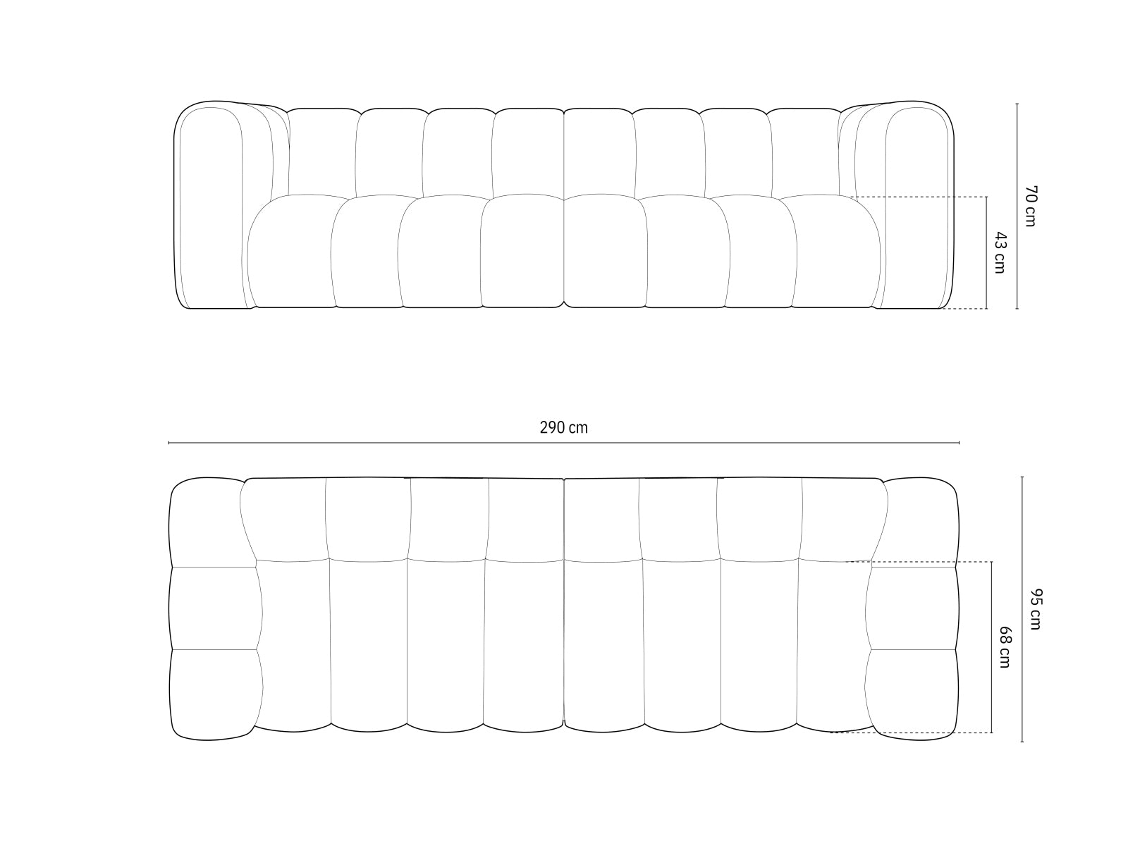 Lupine Modulares Sofa 4 Sitzer in Black präsentiert im Onlineshop von KAQTU Design AG. 3er Sofa ist von Micadoni