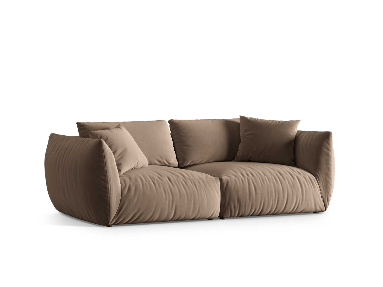 Elegantes Chris Velour Modular Sofa für 4 Personen in hellem Braun, ideal für stilvolle Wohnräume und gemütliche Abende.