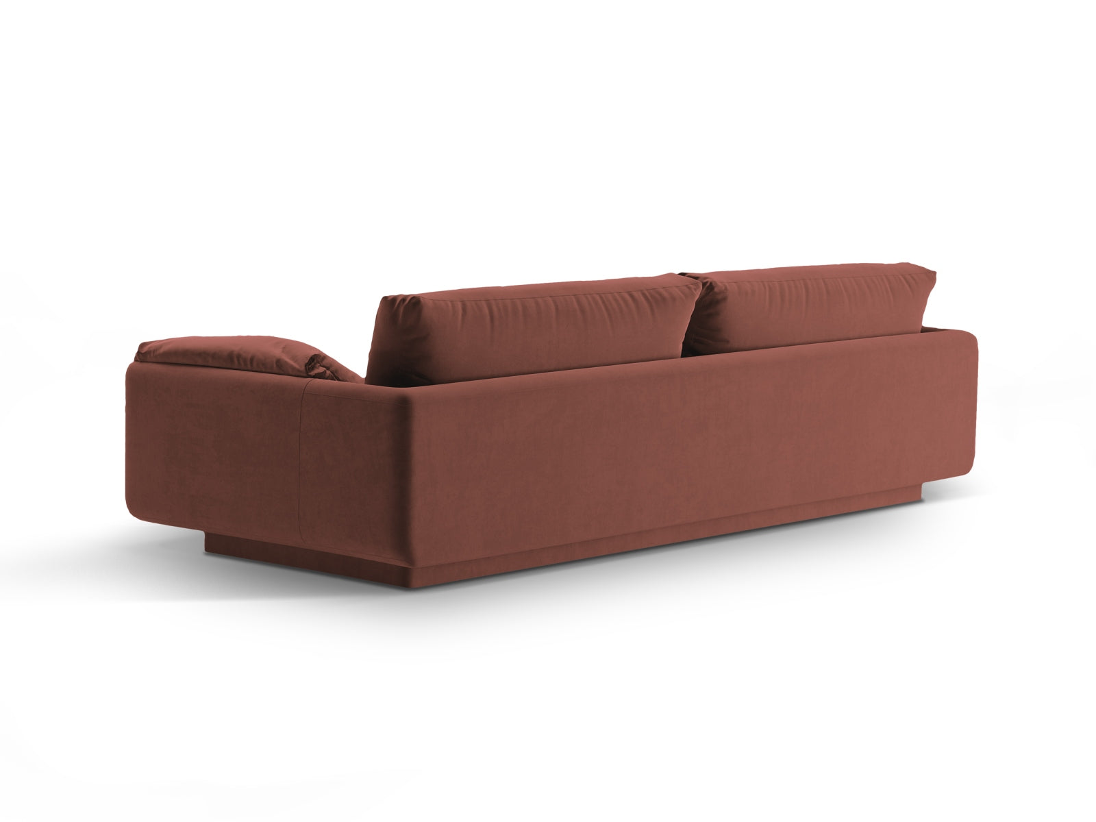 Luxuriöses 4-Sitzer Velour Sofa Torino in Cuoio-Casino, perfekt für moderne Wohnzimmer und entspannte Stunden mit Freunden.