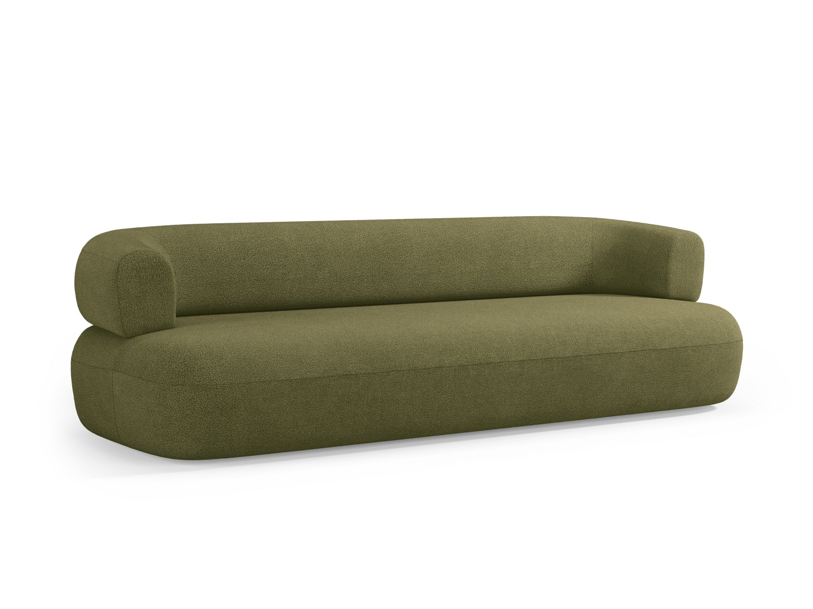 Stylisches 4-Sitzer Jenny Boucle Sofa von Micadoni in trendigem Grünton, perfekt für gemütliche Zusammenkünfte und stilvolle Wohnräume.