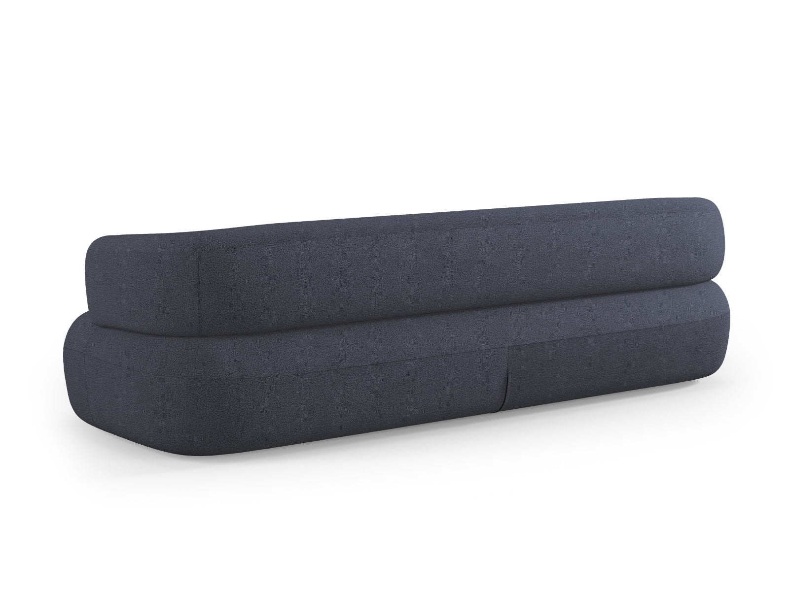 Elegantes 4-Sitzer Jenny Boucle Sofa in tiefblau, ideal für gesellige Runden und modernes Wohndesign. Hochwertige Verarbeitung von Micadoni.