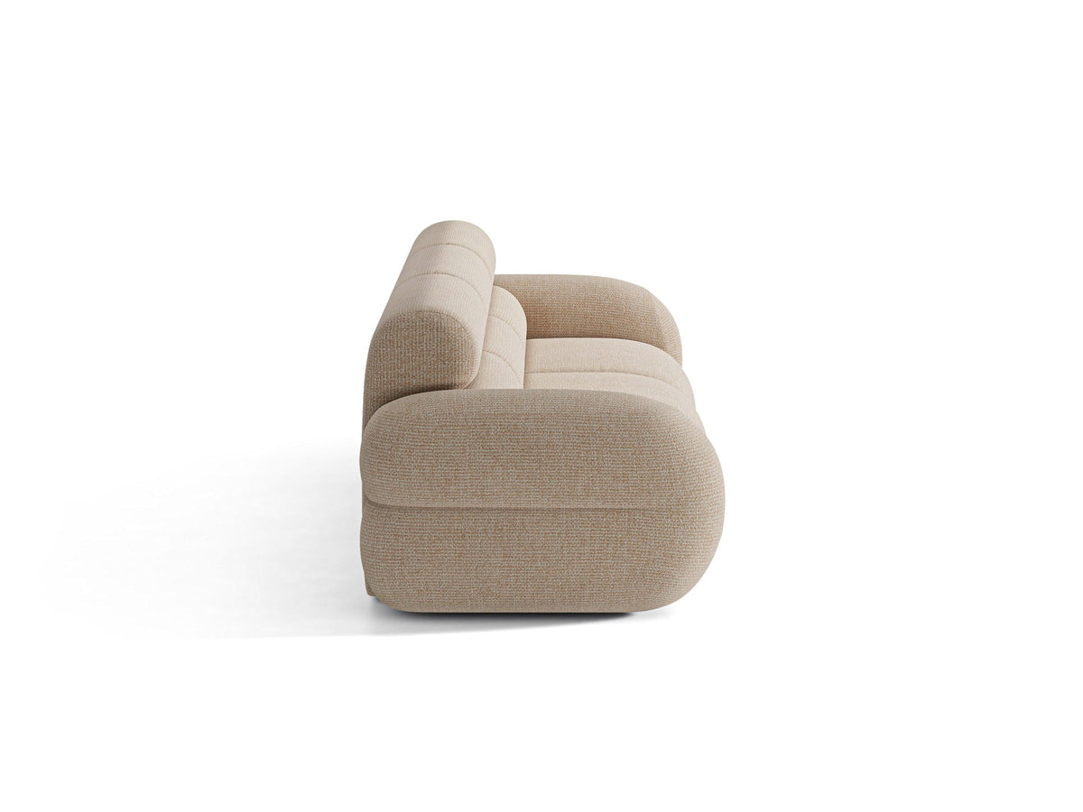 Modulares 4er Sofa Neo von Micadoni in dunklem Olivgrün mit strukturiertem Stoffbezug, hoher Rückenlehne und schwarzen Kunststoffbeinen.