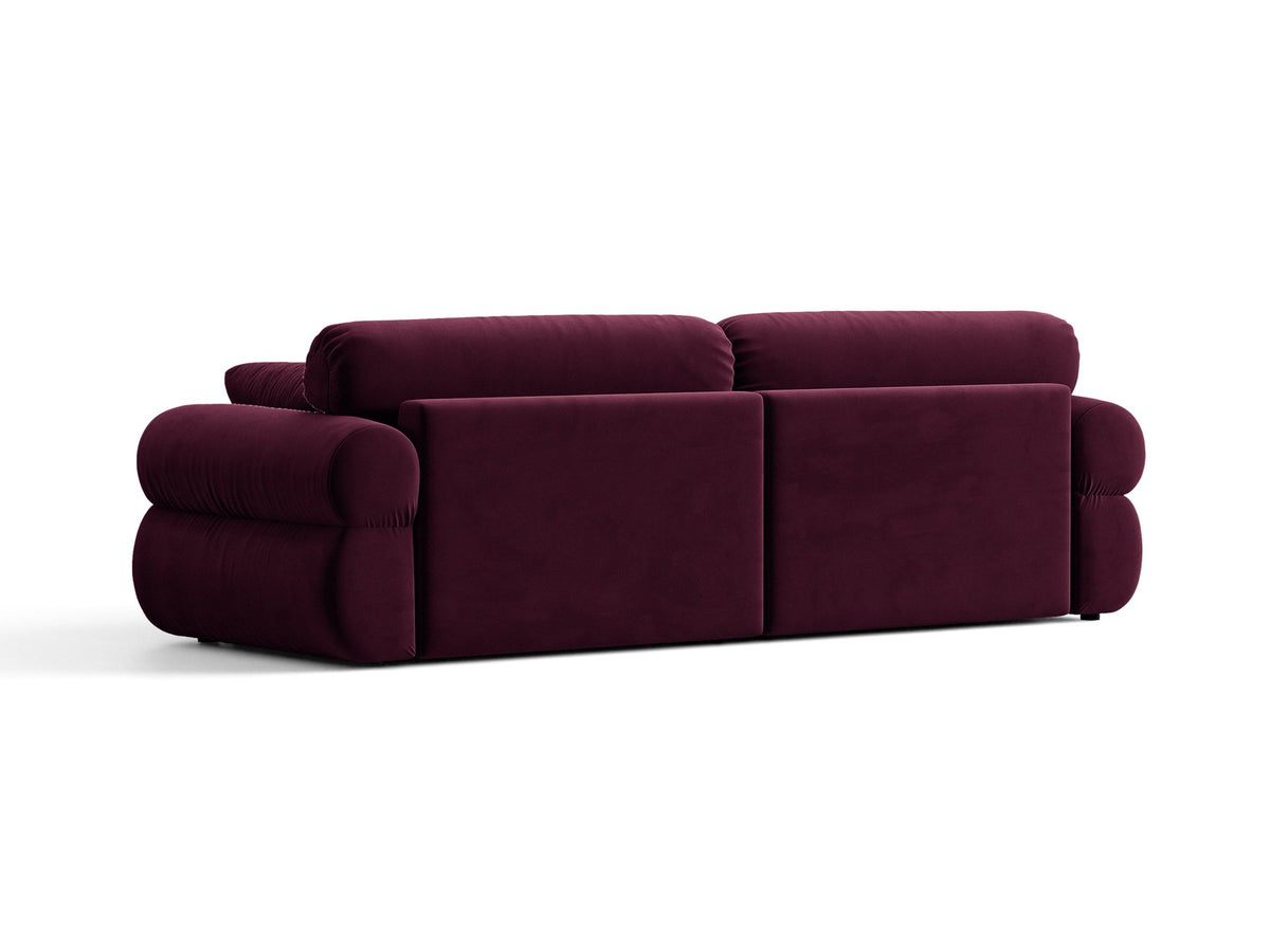 Beiges 4er Sofa Ophelia von Micadoni mit Liberty-Stoffbezug, niedriger Rückenlehne und schwarzen Kunststoffbeinen aus Polypropylen.