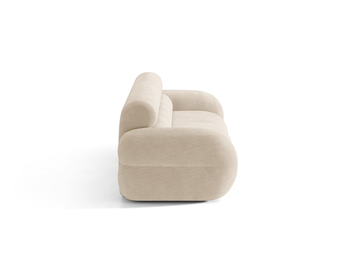 Modulares 4er Sofa Neo von Micadoni in dunklem Olivgrün mit strukturiertem Stoffbezug, hoher Rückenlehne und schwarzen Kunststoffbeinen.