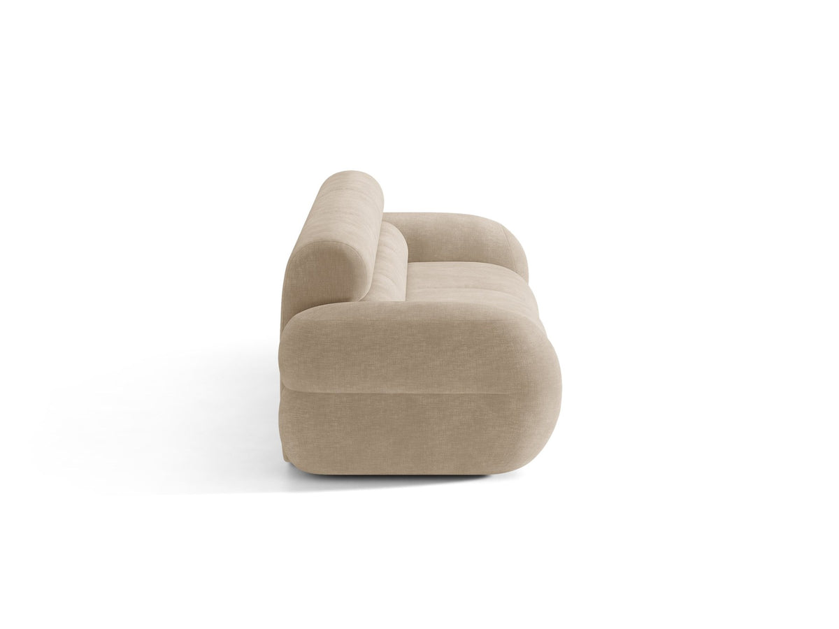 Modulares 4er Sofa Neo von Micadoni in dunklem Olivgrün mit strukturiertem Stoffbezug, hoher Rückenlehne und schwarzen Kunststoffbeinen.