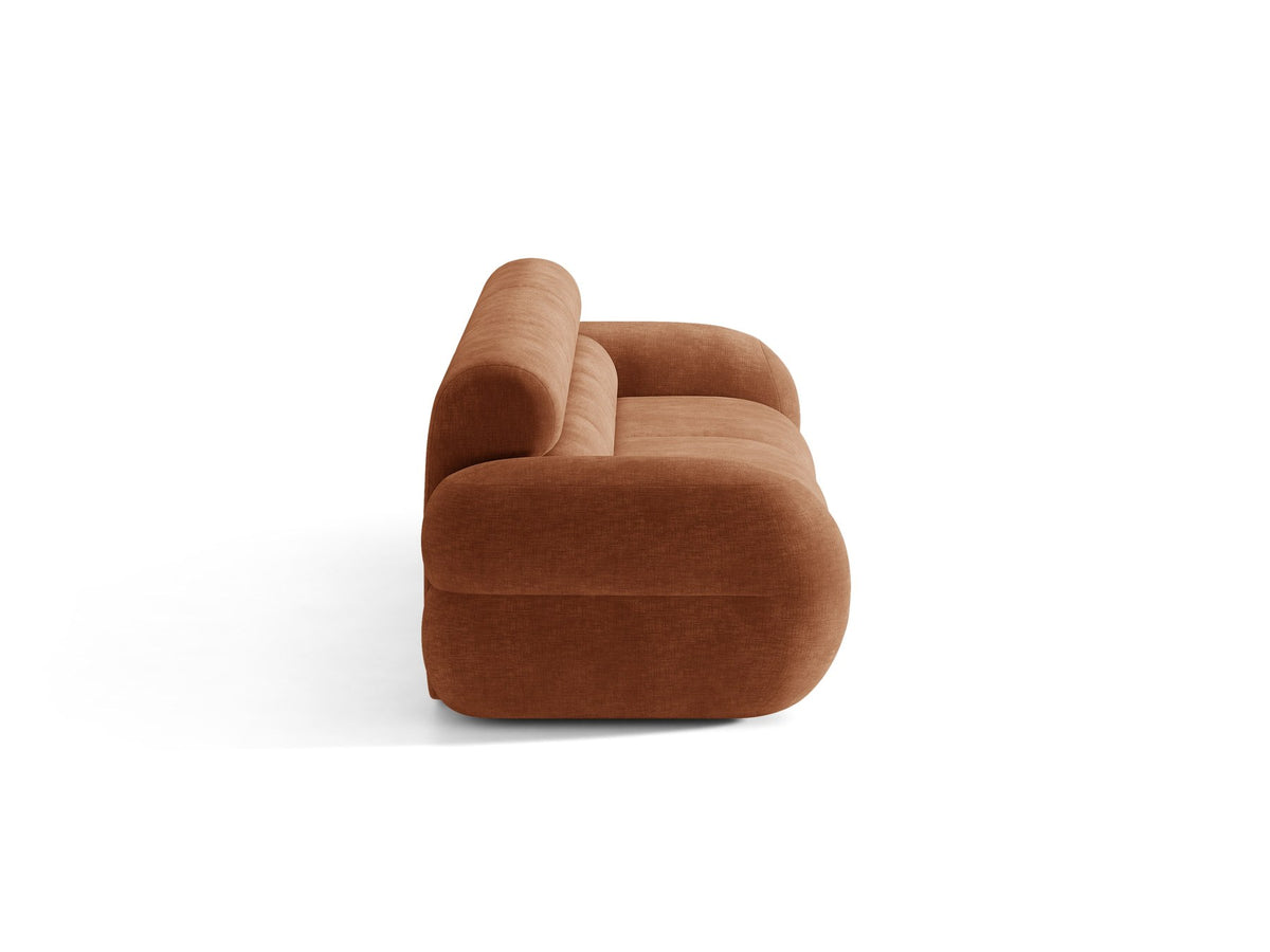 Modulares 4er Sofa Neo von Micadoni in dunklem Olivgrün mit strukturiertem Stoffbezug, hoher Rückenlehne und schwarzen Kunststoffbeinen.