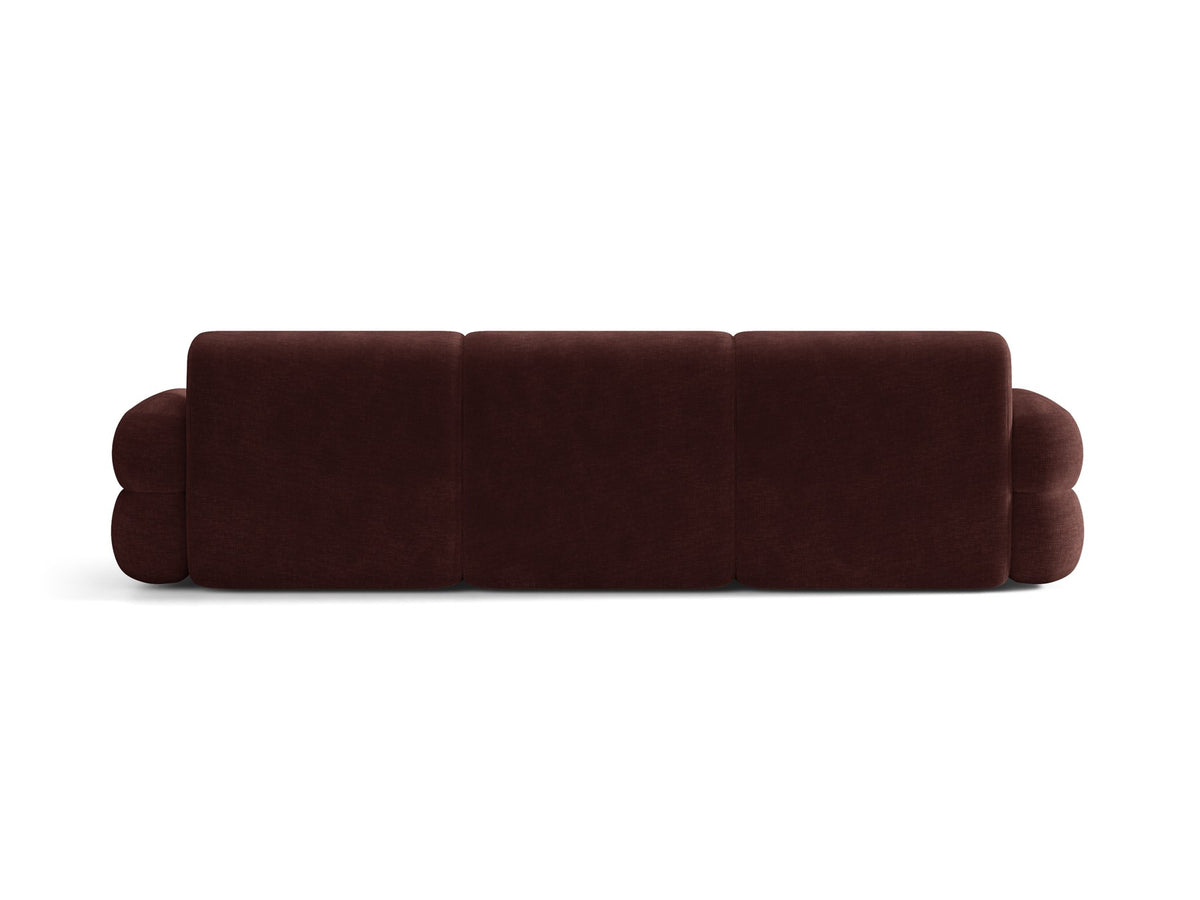 Modulares 4er Sofa Neo von Micadoni in dunklem Olivgrün mit strukturiertem Stoffbezug, hoher Rückenlehne und schwarzen Kunststoffbeinen.