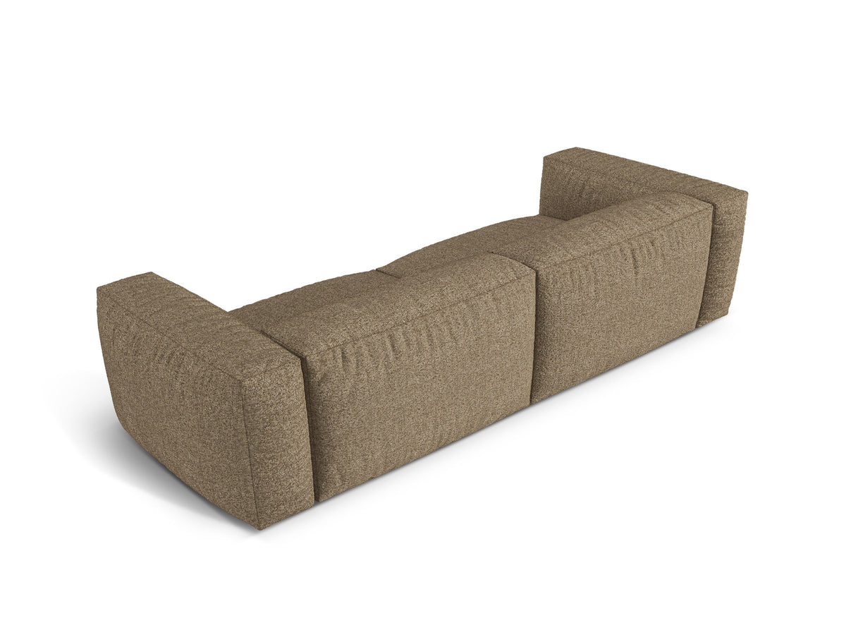 Modulares 4-Sitzer Sofa Martina von Micadoni, Bezug in Anthracite-Monet Bouclé-Stoff, gerade Form mit schwarzen Kunststoffbeinen.