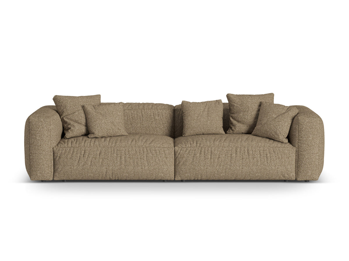 Modulares 4-Sitzer Sofa Martina von Micadoni, Bezug in Anthracite-Monet Bouclé-Stoff, gerade Form mit schwarzen Kunststoffbeinen.