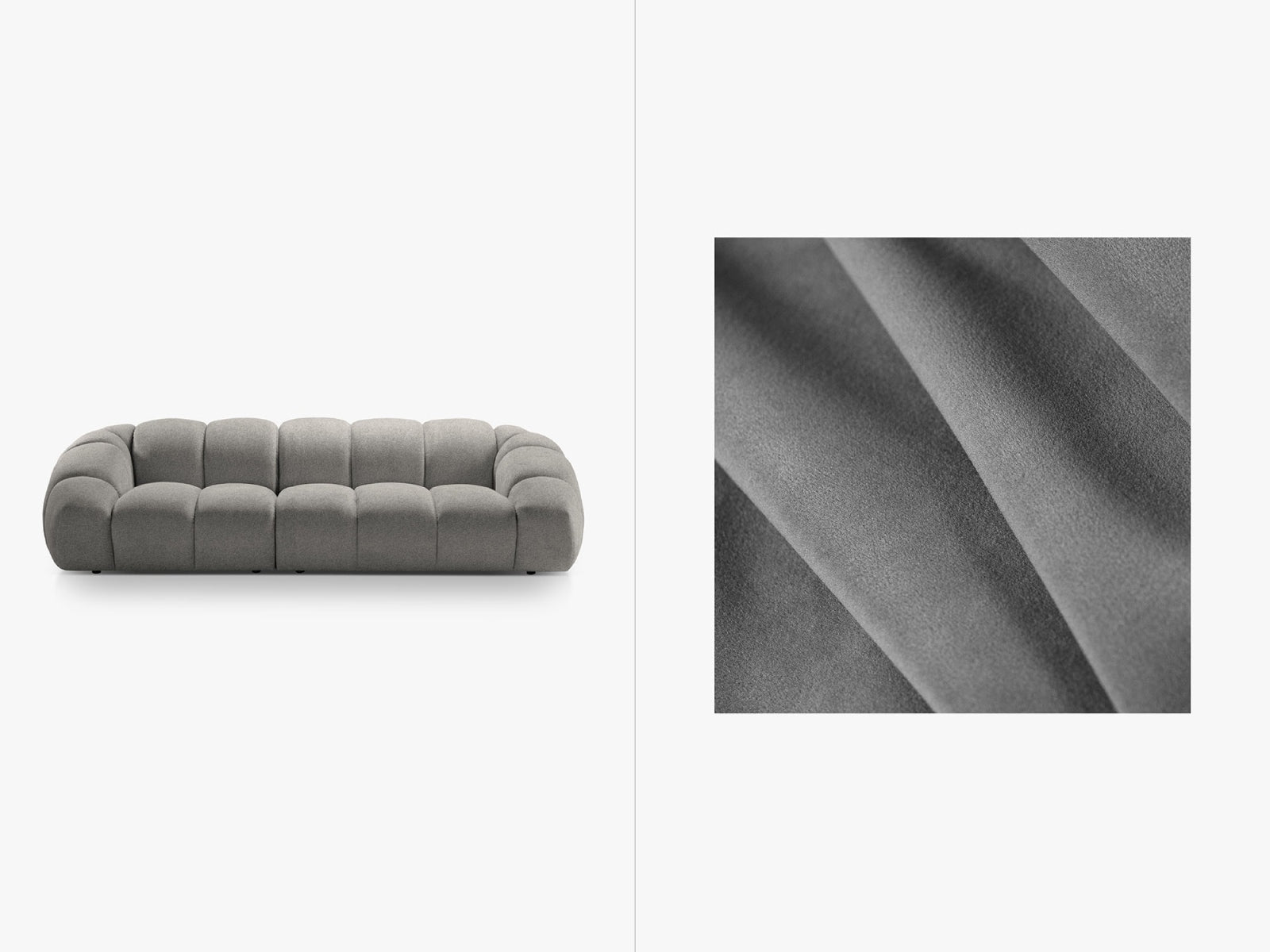 Diana Velour Sofa 4 Sitzer in Grey-Salvador präsentiert im Onlineshop von KAQTU Design AG. 4er Sofa ist von Micadoni