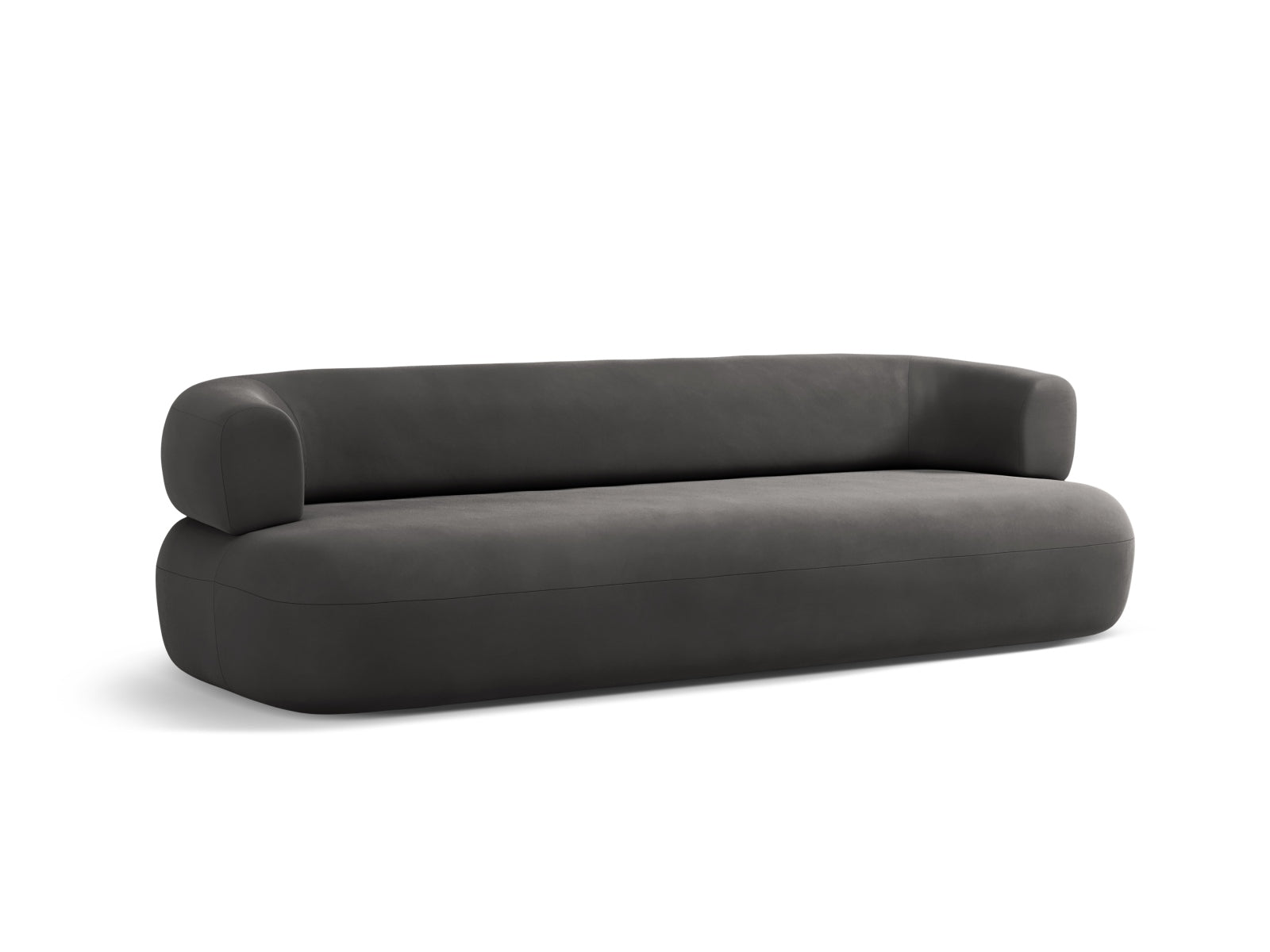 Elegantes 4-Sitzer Sofa "Jenny" aus weichem Velour in tiefem Grau, ideal für ein modernes und einladendes Wohnambiente.