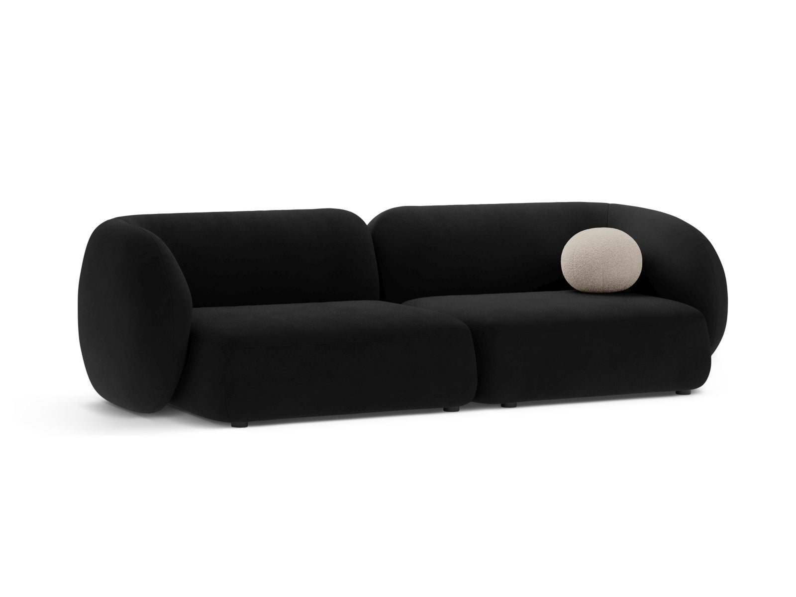 Elegantes 4-Sitzer Sofa Kate in Schwarz, modular und stilvoll, ideal für moderne Wohnräume. Hochwertige Verarbeitung von Micadoni.