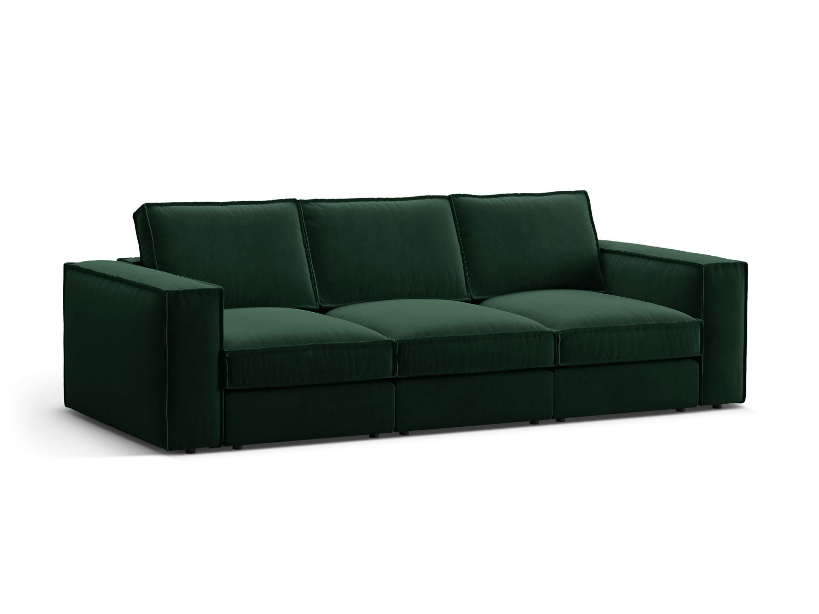 Elegantes 4-Sitzer Modular Sofa Pola in edlem Flaschengrün, ideal für stilvolle Wohnräume, erhältlich bei KAQTU Design AG.