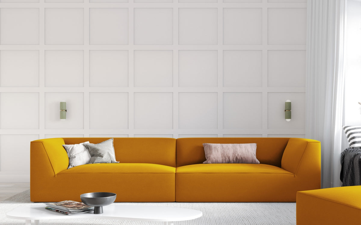 Ruby Velour Sofa 4 Sitzer in Yellow-Salvador präsentiert im Onlineshop von KAQTU Design AG. 4er Sofa ist von Micadoni