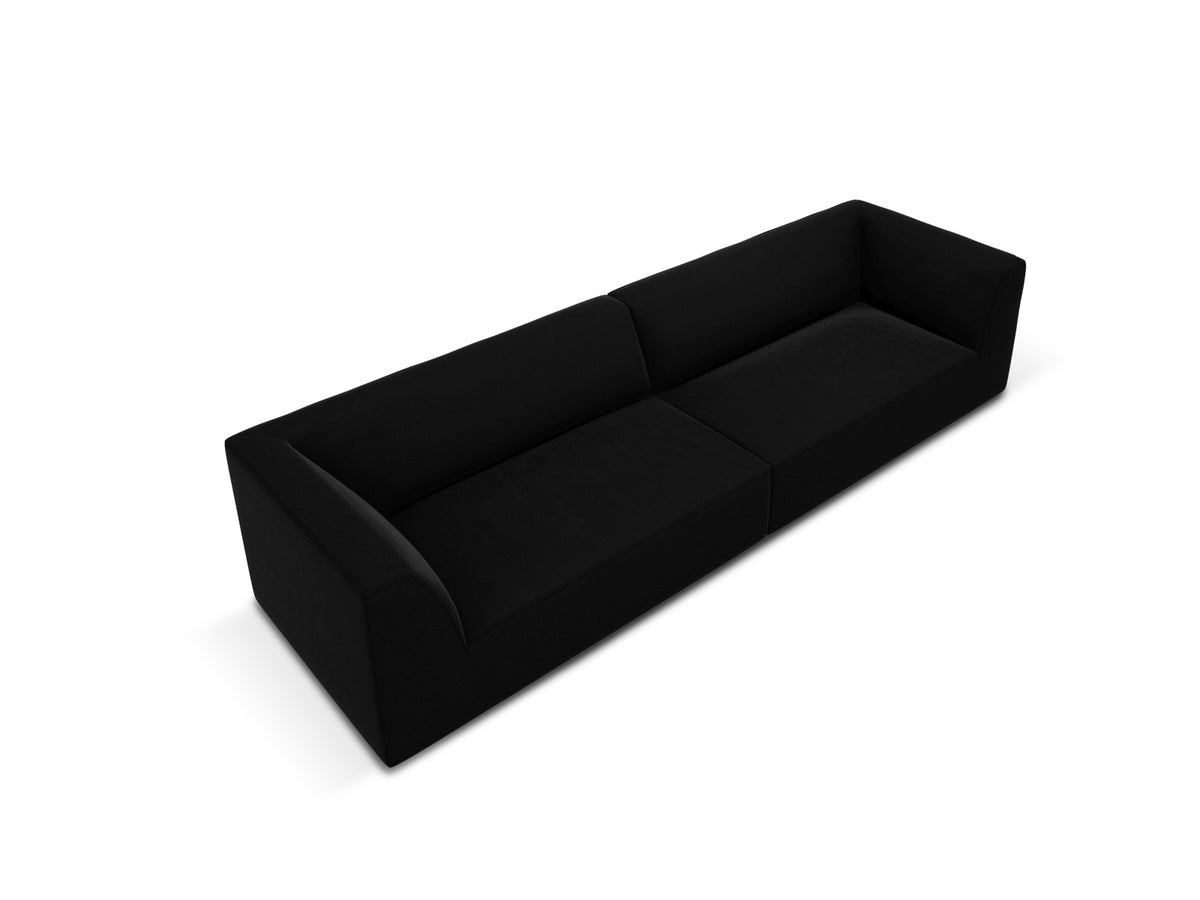 Ruby Velour Sofa 4 Sitzer in Black-Salvador präsentiert im Onlineshop von KAQTU Design AG. 4er Sofa ist von Micadoni