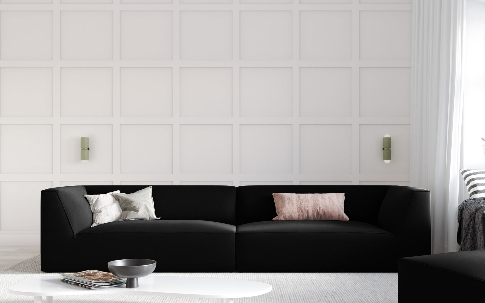 Ruby Velour Sofa 4 Sitzer in Black präsentiert im Onlineshop von KAQTU Design AG. 4er Sofa ist von Micadoni