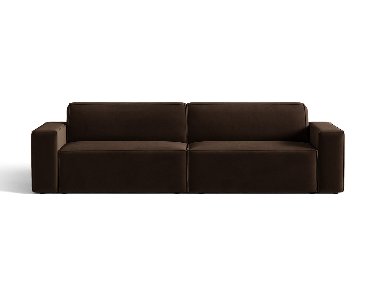 Jodie Velour modulares Sofa 4 Sitzer in Dark Brown-Bluvel präsentiert im Onlineshop von KAQTU Design AG. 4er Sofa ist von Micadoni