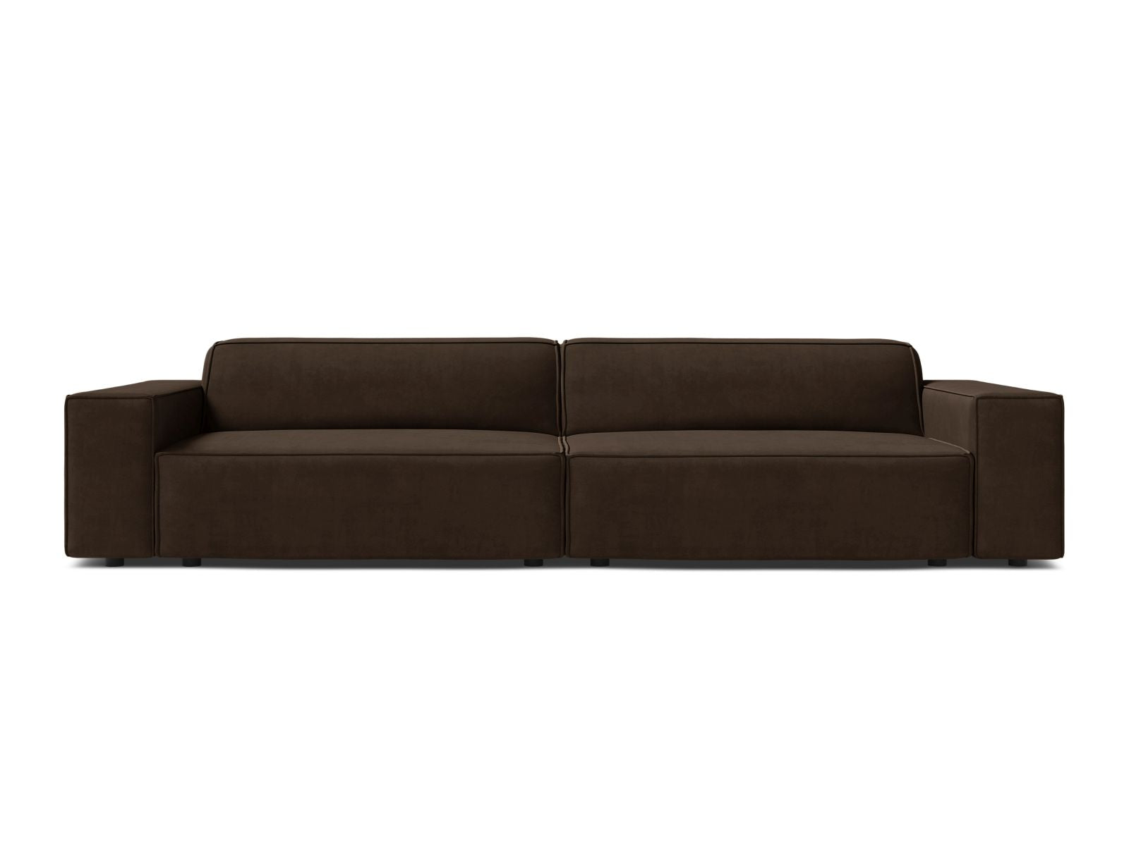 Jodie Velour modulares Sofa 4 Sitzer in Dark Brown-Bluvel präsentiert im Onlineshop von KAQTU Design AG. 4er Sofa ist von Micadoni