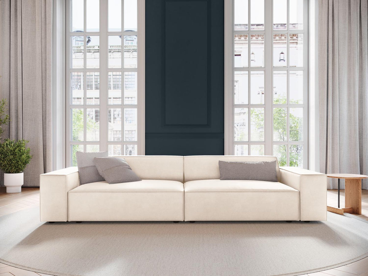 Jodie Velour modulares Sofa 4 Sitzer in Light Beige-Bluvel präsentiert im Onlineshop von KAQTU Design AG. 3er Sofa ist von Micadoni