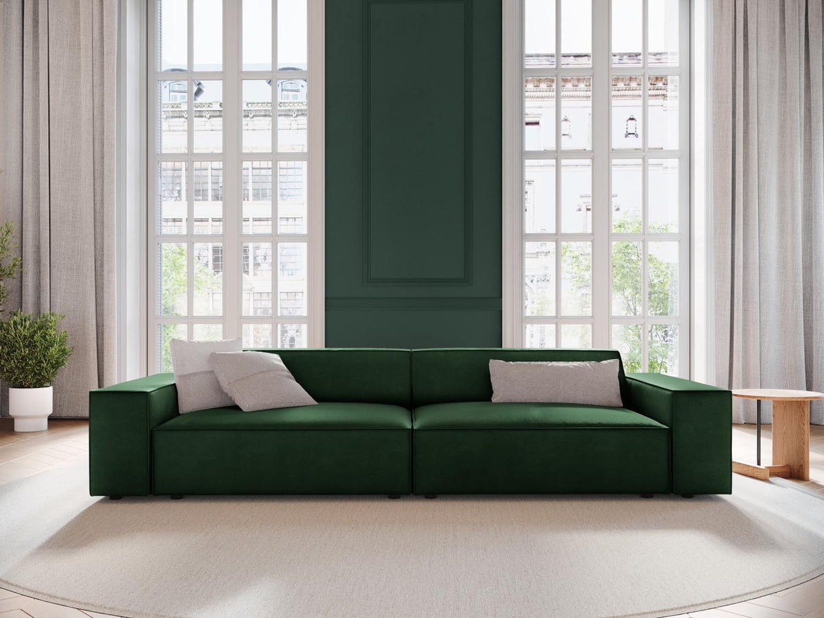 Jodie Velour modulares Sofa 4 Sitzer in Bottle Green-Bluvel präsentiert im Onlineshop von KAQTU Design AG. 3er Sofa ist von Micadoni