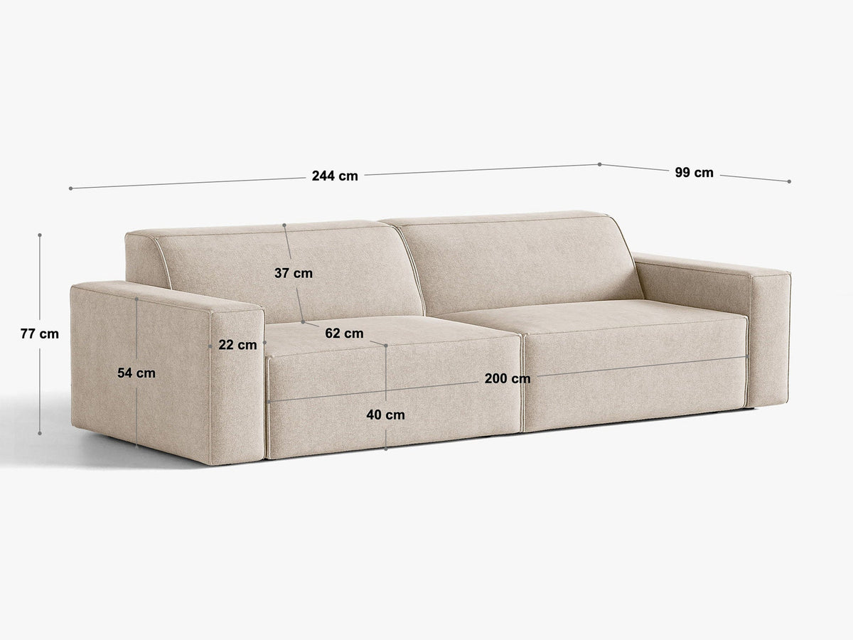 Jodie Velour modulares Sofa 4 Sitzer in Dark Beige-Bluvel präsentiert im Onlineshop von KAQTU Design AG. 4er Sofa ist von Micadoni