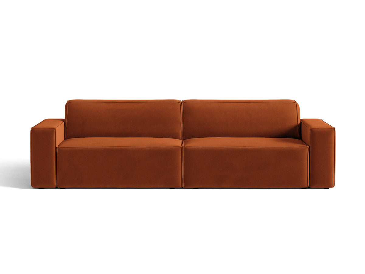 Jodie Velour modulares Sofa 4 Sitzer in Terracotta-Bluvel präsentiert im Onlineshop von KAQTU Design AG. 4er Sofa ist von Micadoni