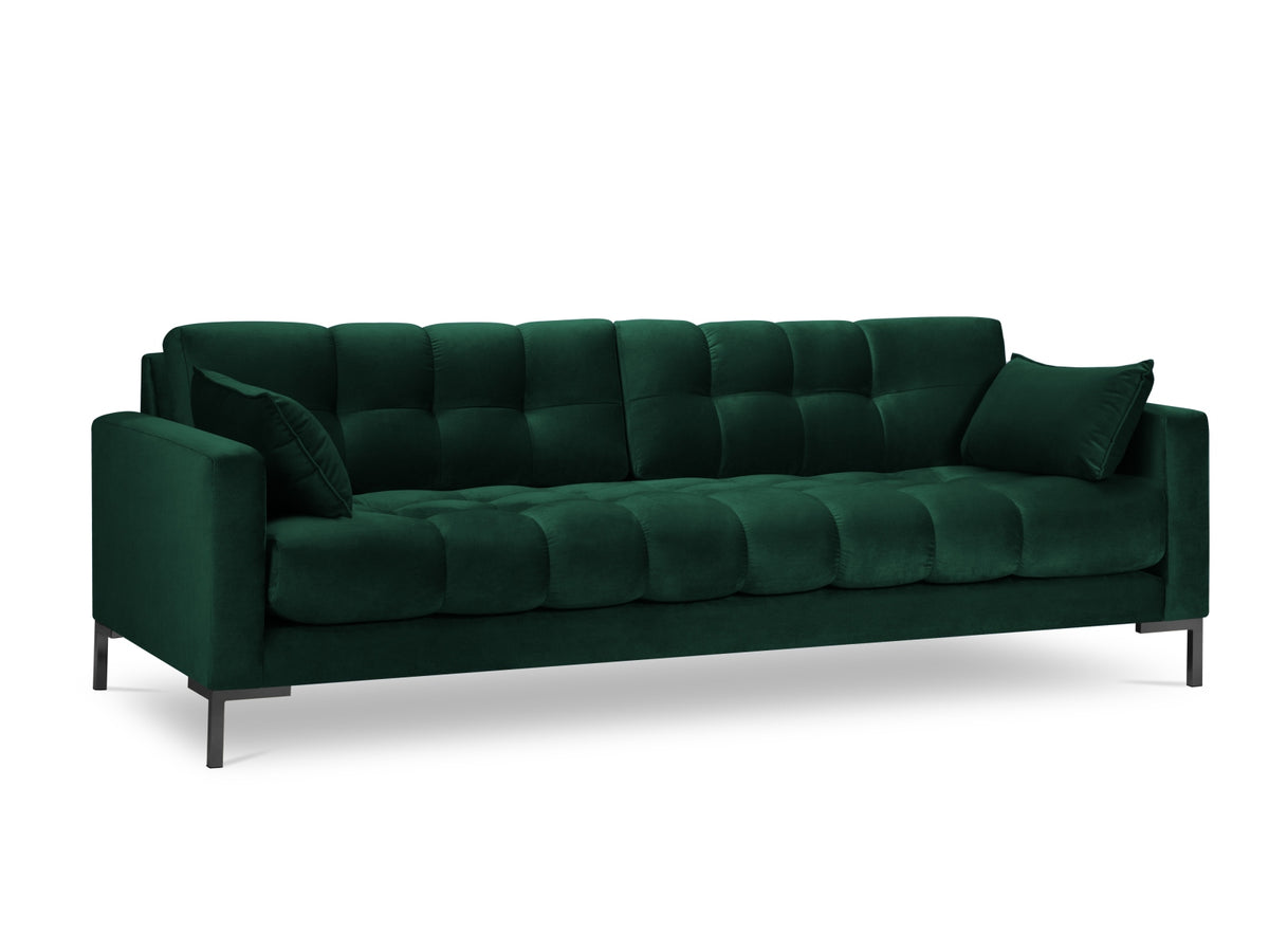 Mamaia Velour Sofa 4 Sitzer in Bottle Green/Schwarz-Bluvel präsentiert im Onlineshop von KAQTU Design AG. 4er Sofa ist von Micadoni