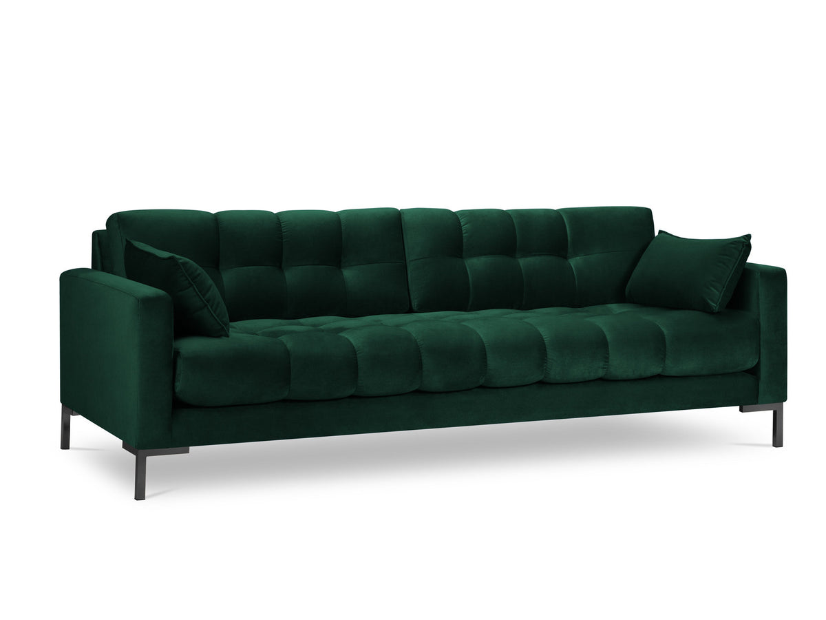Mamaia Velour Sofa 4 Sitzer in Bottle Green/Schwarz-Bluvel präsentiert im Onlineshop von KAQTU Design AG. 4er Sofa ist von Micadoni