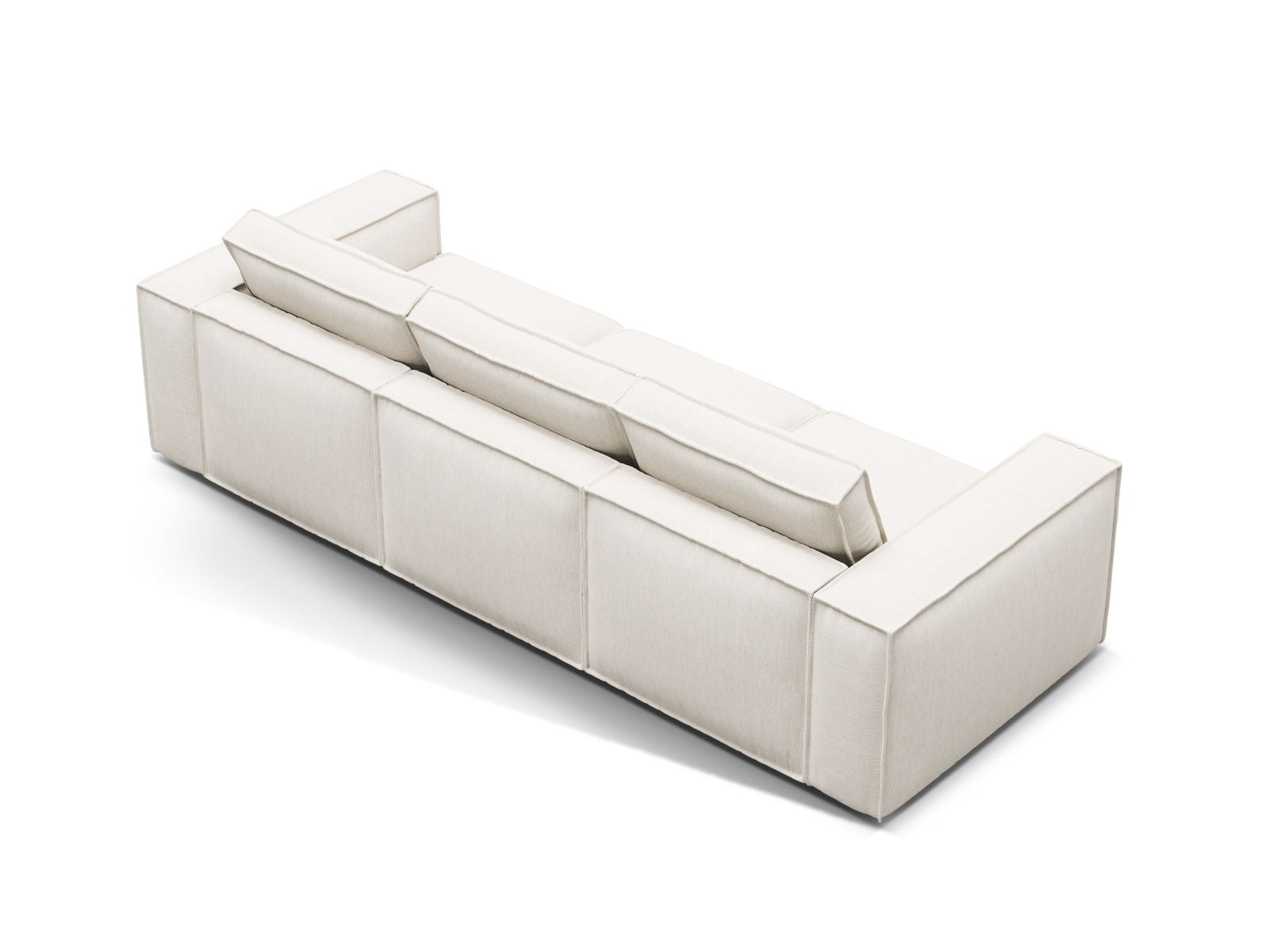 Elegantes 4-Sitzer Sofa Pola in klassischem Weiß, ideal für moderne Wohnräume und flexible Gestaltungsmöglichkeiten.