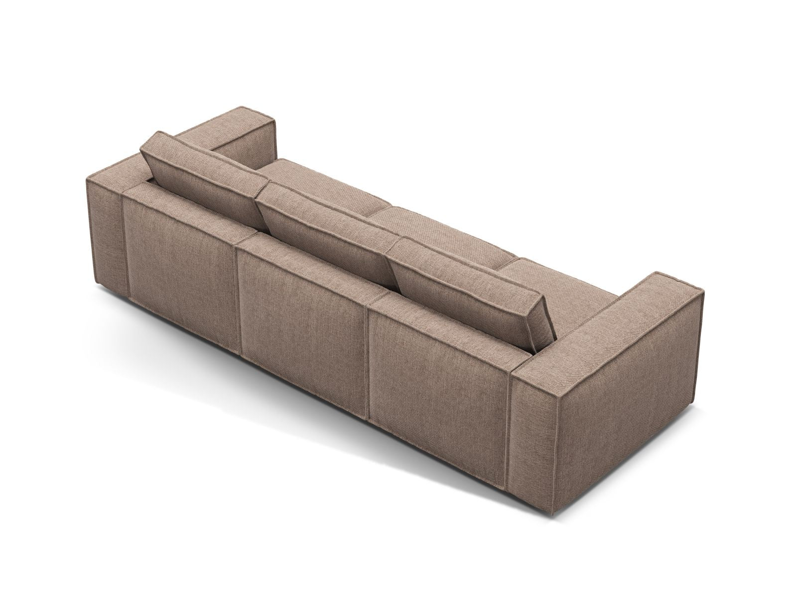 Elegantes 4-Sitzer Sofa Pola in warmem Braun, ideal für stilvolle Wohnräume, vereint modernes Design mit hohem Sitzkomfort.