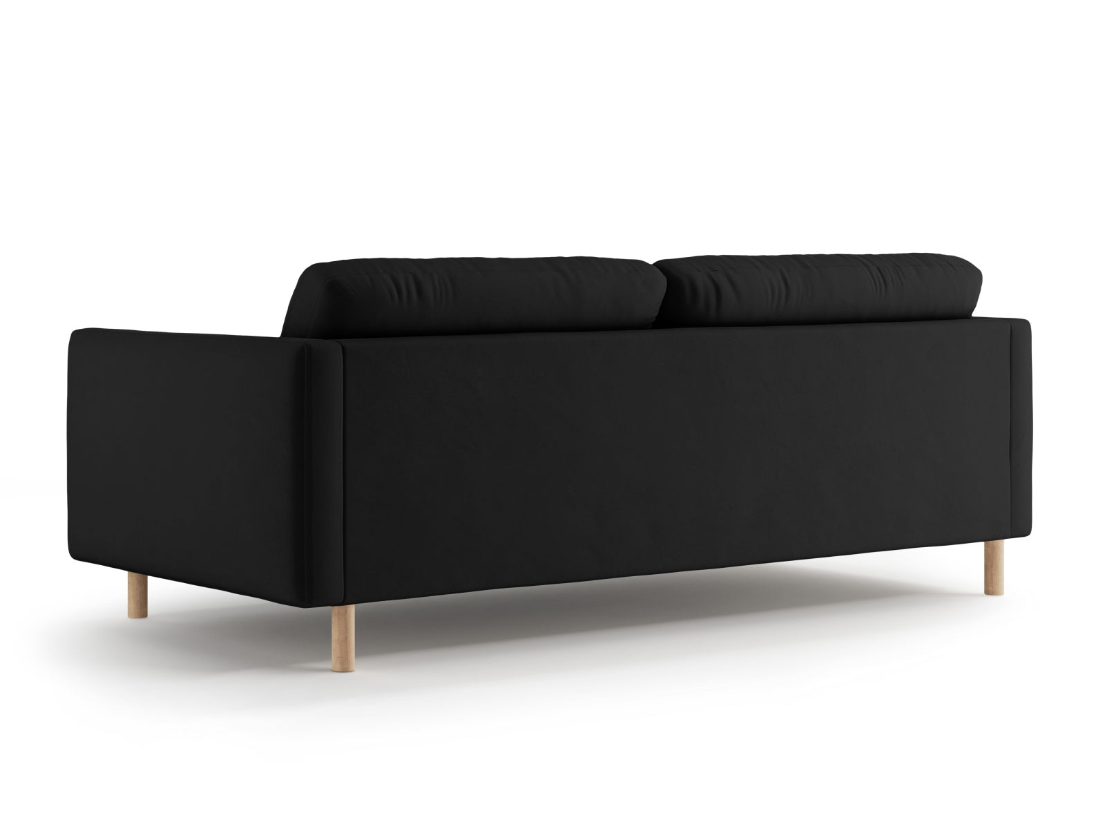 Luxuriöses 4-Sitzer Eden Velour Sofa in edlem Schwarz, perfekt für stilvolle Wohnzimmer und entspannte Stunden mit Freunden.