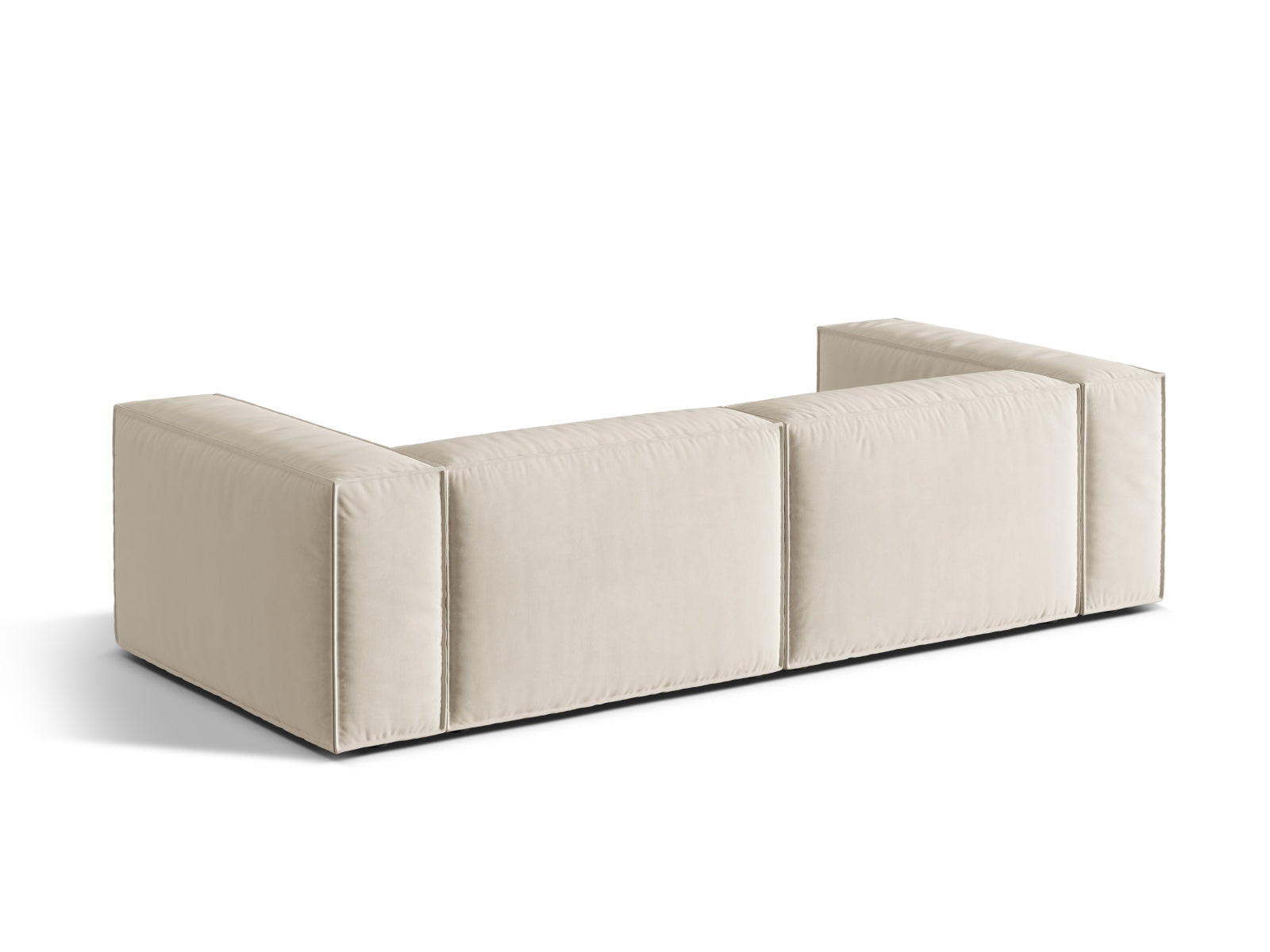 Beige Nuria Velour Sofa für 4 Personen, perfekt für stilvolle Wohnzimmer, bietet Komfort und modernes Design von Micadoni.