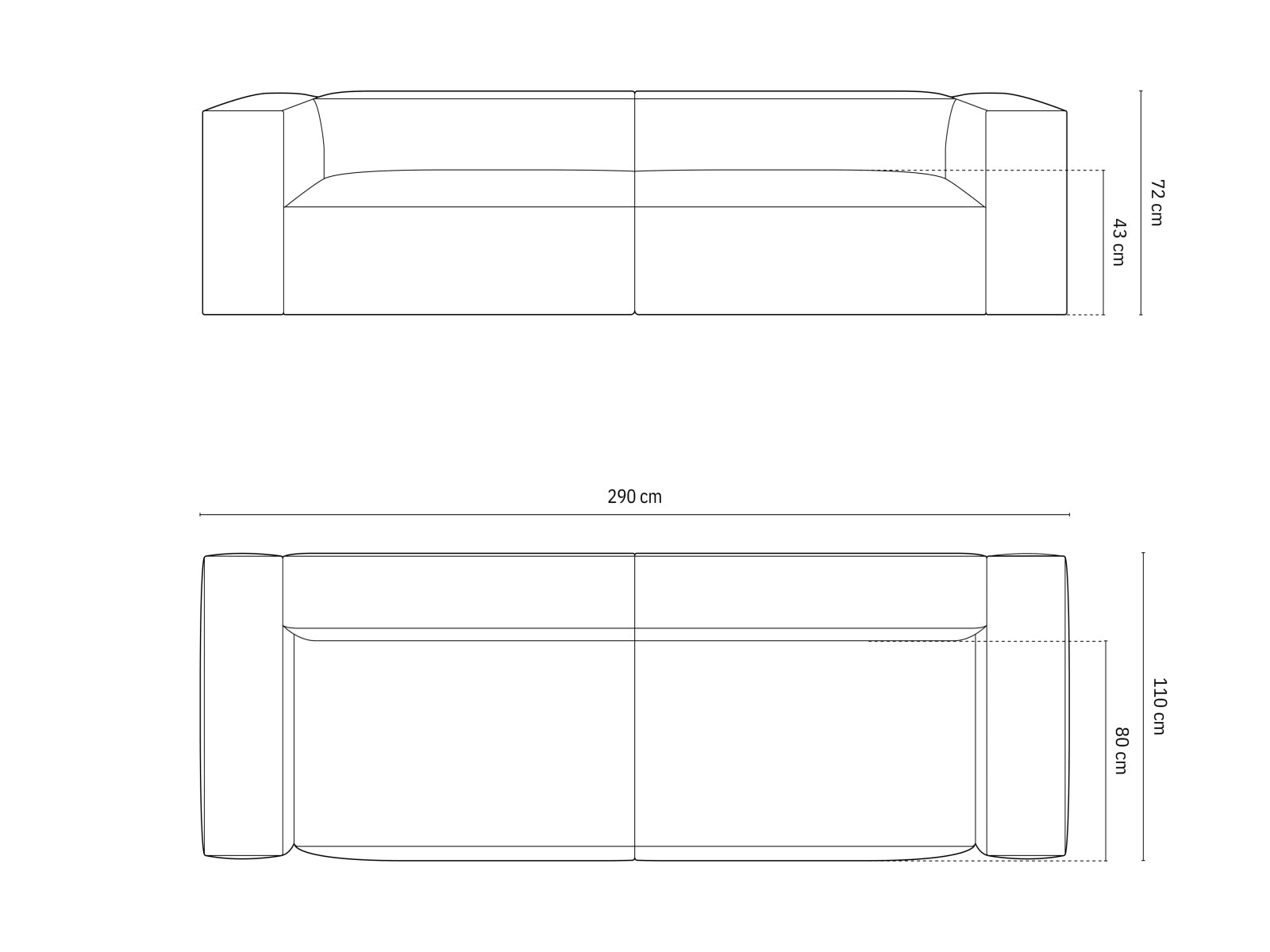 Modernes 5-Sitzer Sofa Nuria in edlem Schwarz, perfekt für stilvolle Wohnzimmer und gemütliche Abende, erhältlich bei KAQTU Design AG.