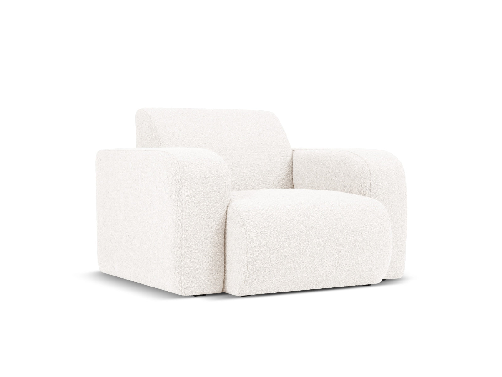 Eleganter Molino Boucle Sessel in Weiß, ideal für stilvolle Wohnräume. Bequeme Polsterung und modernes Design von Micadoni.