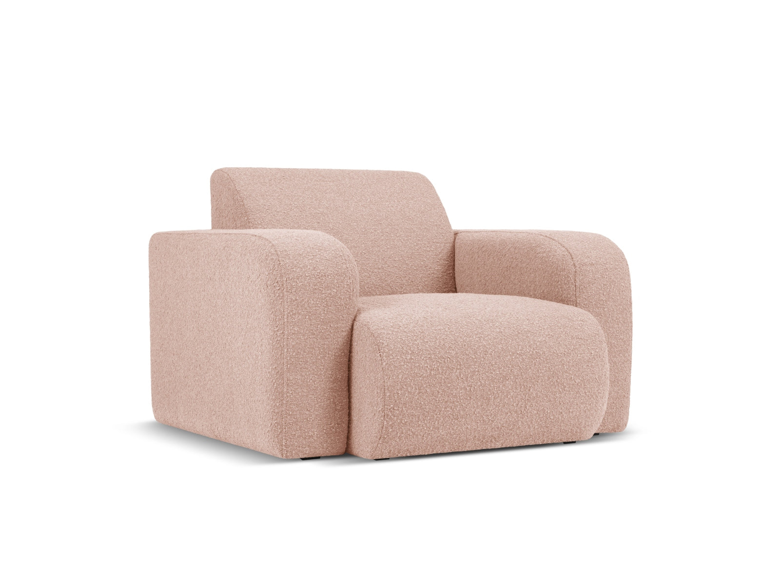 Eleganter Molino Boucle Sessel in sanftem Powder Pink, ideal für stilvolle Wohnräume. Hochwertige Verarbeitung von Micadoni.