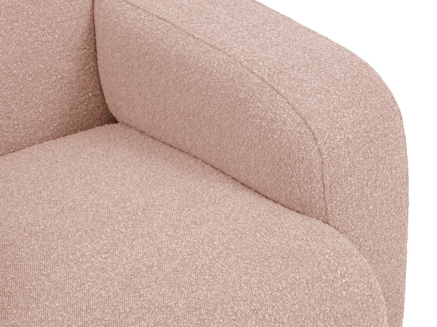 Stilvoller Sessel Molino Boucle in zartem Powder Pink, perfekt für gemütliche Ecken und moderne Inneneinrichtungen. Hochwertige Materialien und elegantes Design.