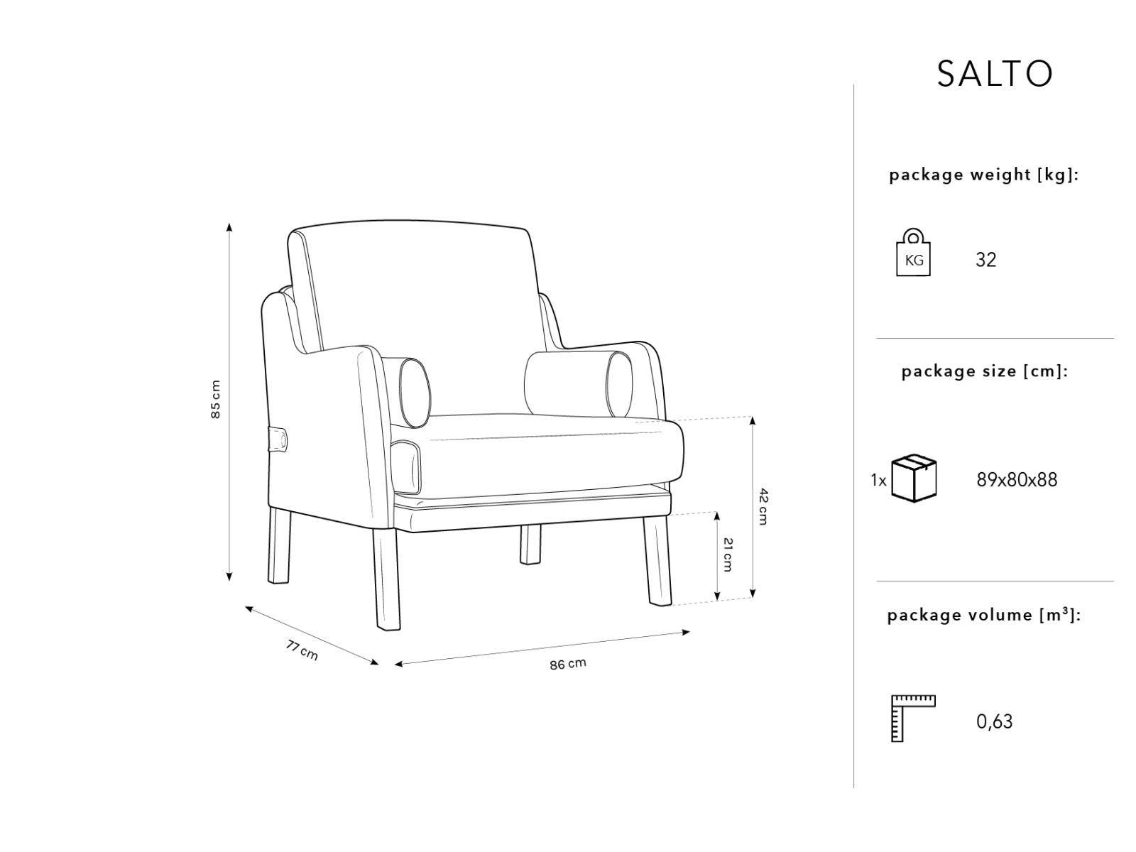 Salto Sessel 1 Sitzer in Black präsentiert im Onlineshop von KAQTU Design AG. Sessel ist von Micadoni