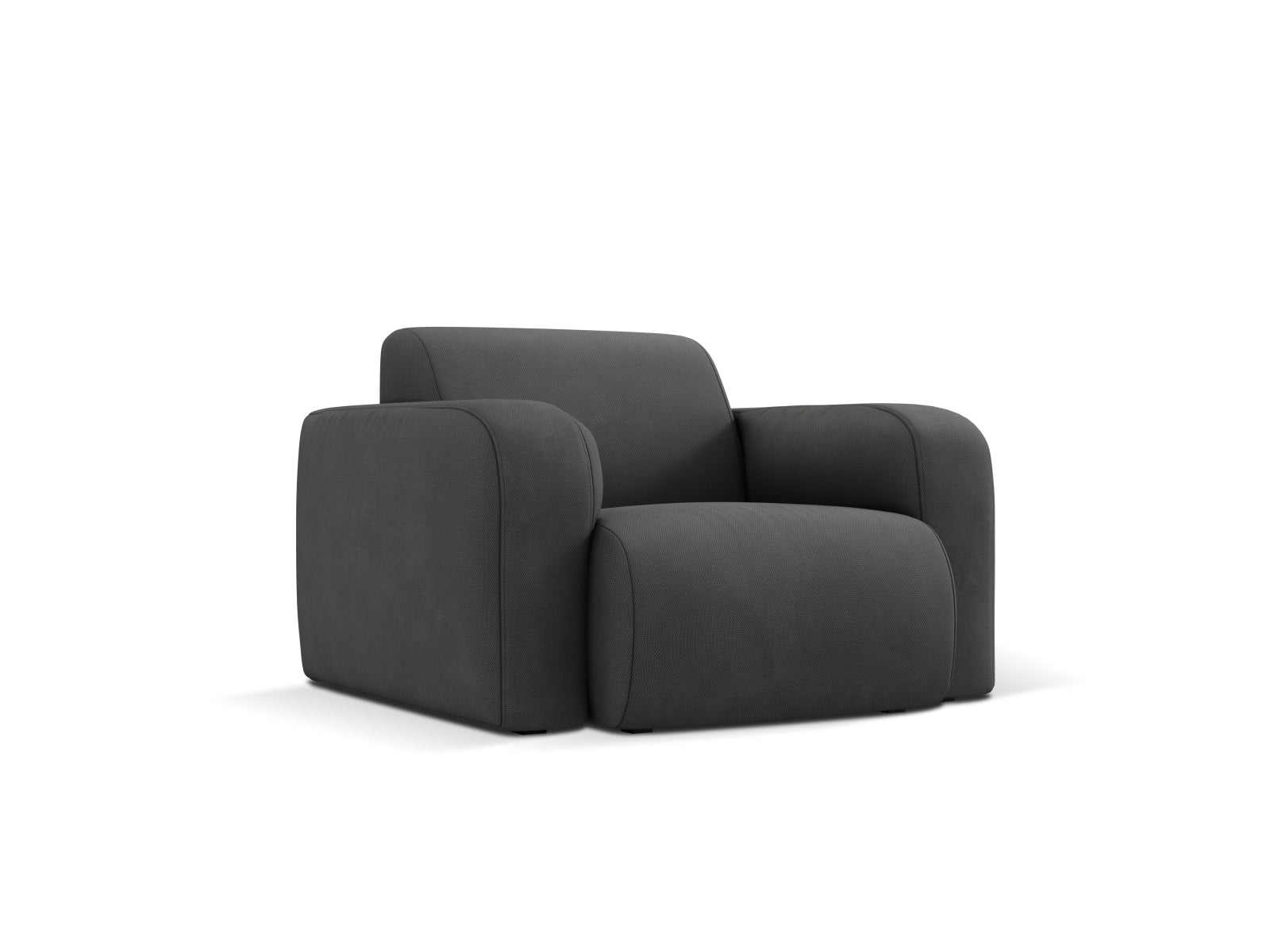 Eleganter Molino Sessel mit einem Sitz in Dunkelgrau von Micadoni, ideal für stilvolle Wohnräume und gemütliche Entspannung.