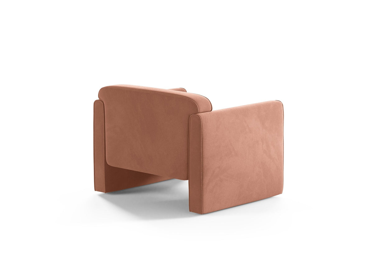 Beige Armsessel Abby von Micadoni mit strukturiertem Heritage-Stoffbezug, schwarzen Kunststoffbeinen und runder, kompakter Formgebung.