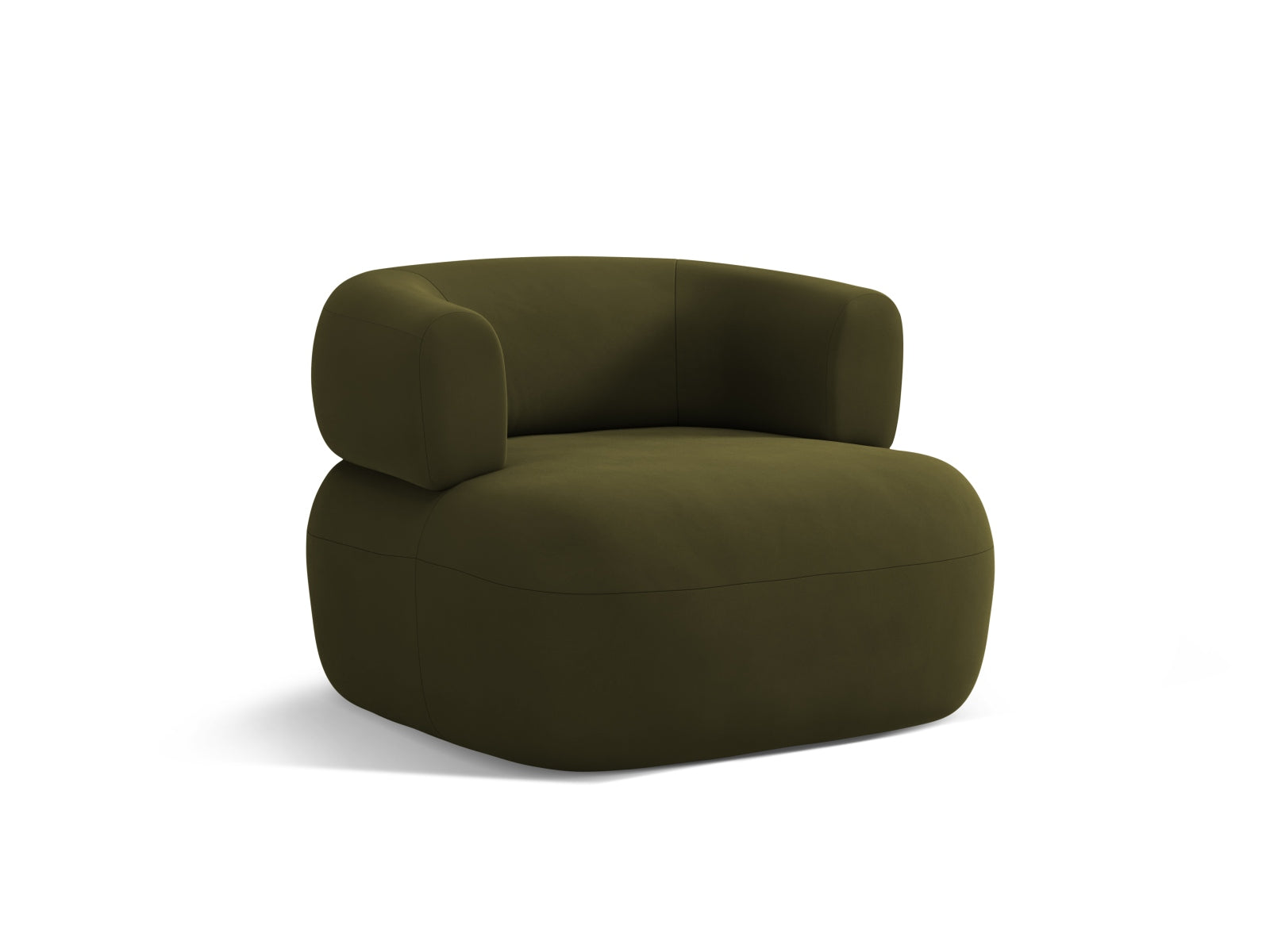 Moderner Jenny Velour Sessel in ansprechendem Grünton, perfekt für stilvolle Interiors und entspannte Stunden im Wohnzimmer.