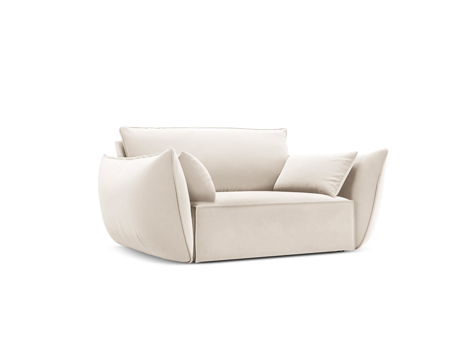 Eleganter Kaelle Velour Sessel in sanftem Beige, ideal für stilvolle Wohnräume. Hochwertige Verarbeitung von Micadoni.