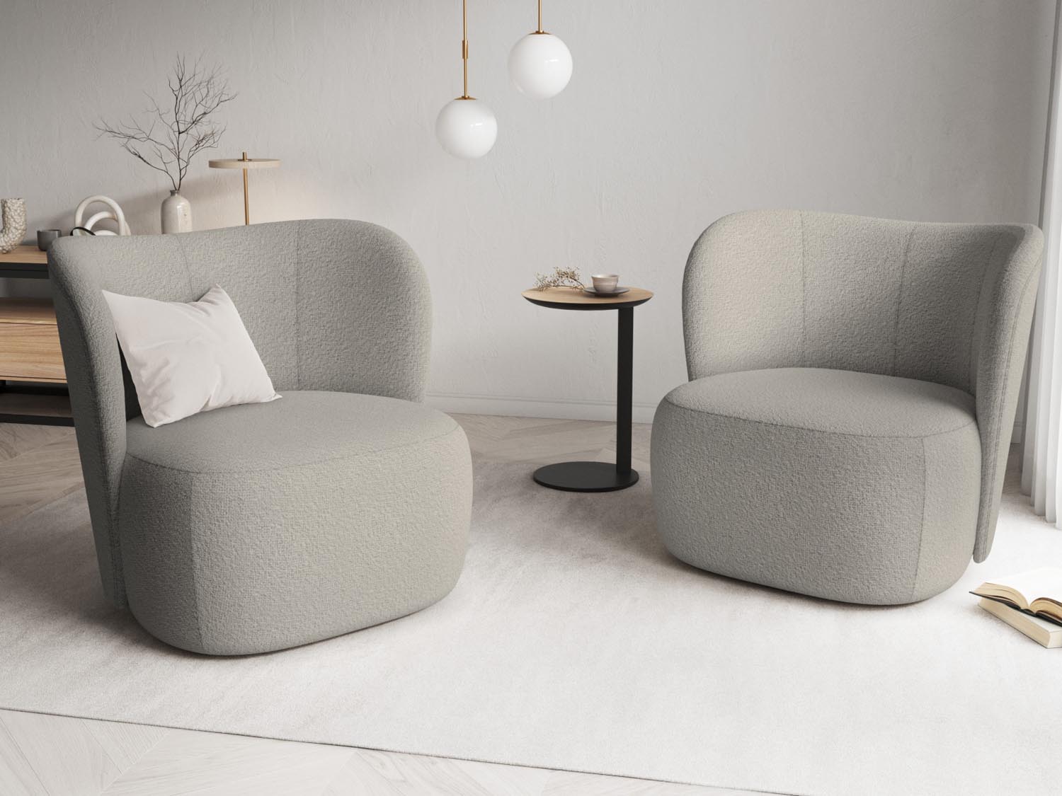 Saamit Boucle Armchair 1 Sitzer in Grey präsentiert im Onlineshop von KAQTU Design AG. Sessel ist von Micadoni
