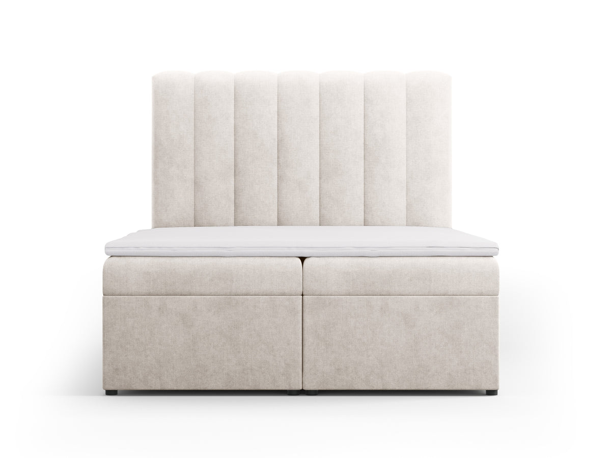 Kelp Boxspringbett Set 140cm: Headboard + Box Springs/Matratze + Matratze Topper in Grey Beige Melange-Moly präsentiert im Onlineshop von KAQTU Design AG. Bett ist von Micadoni
