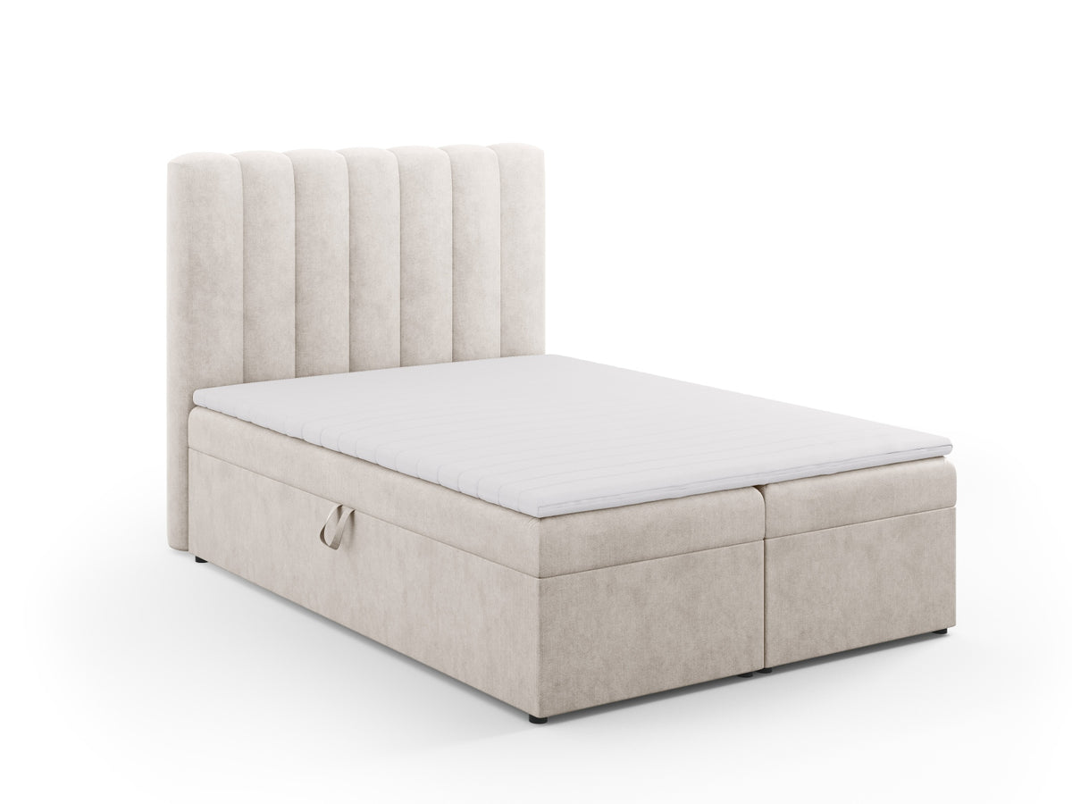 Kelp Boxspringbett Set 140cm: Headboard + Box Springs/Matratze + Matratze Topper in Grey Beige Melange-Moly präsentiert im Onlineshop von KAQTU Design AG. Bett ist von Micadoni