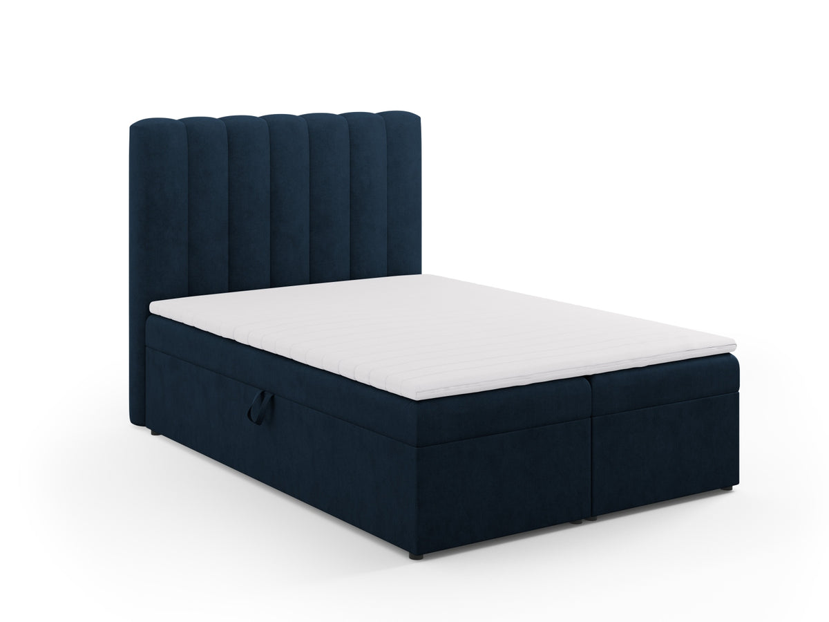Kelp Boxspringbett Set 140cm: Headboard + Box Springs/Matratze + Matratze Topper in Royal Blue-Moly präsentiert im Onlineshop von KAQTU Design AG. Bett ist von Micadoni