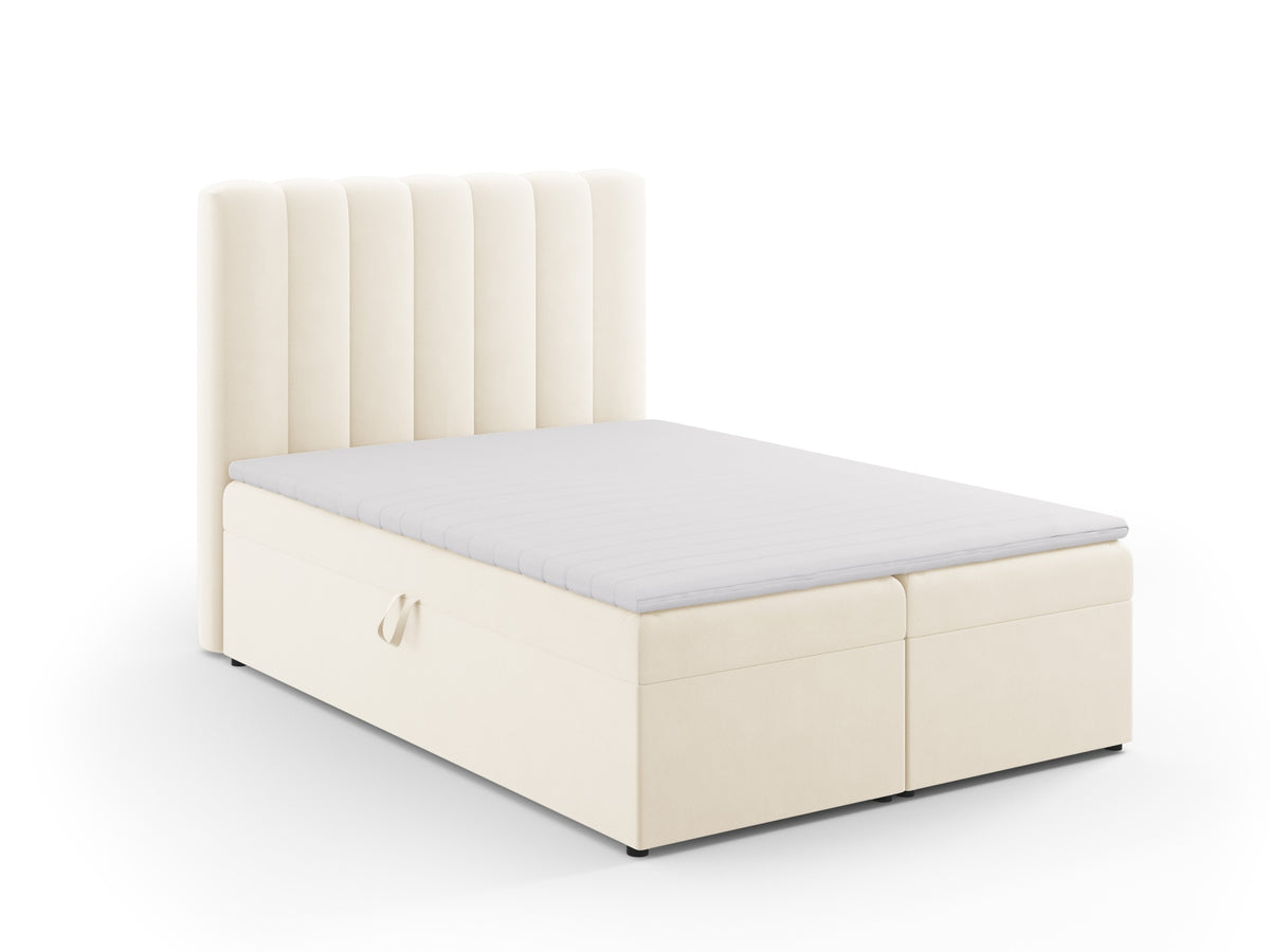 Kelp Boxspringbett Set 140cm: Headboard + Box Springs/Matratze + Matratze Topper in Light Beige-Bluvel präsentiert im Onlineshop von KAQTU Design AG. Bett ist von Micadoni