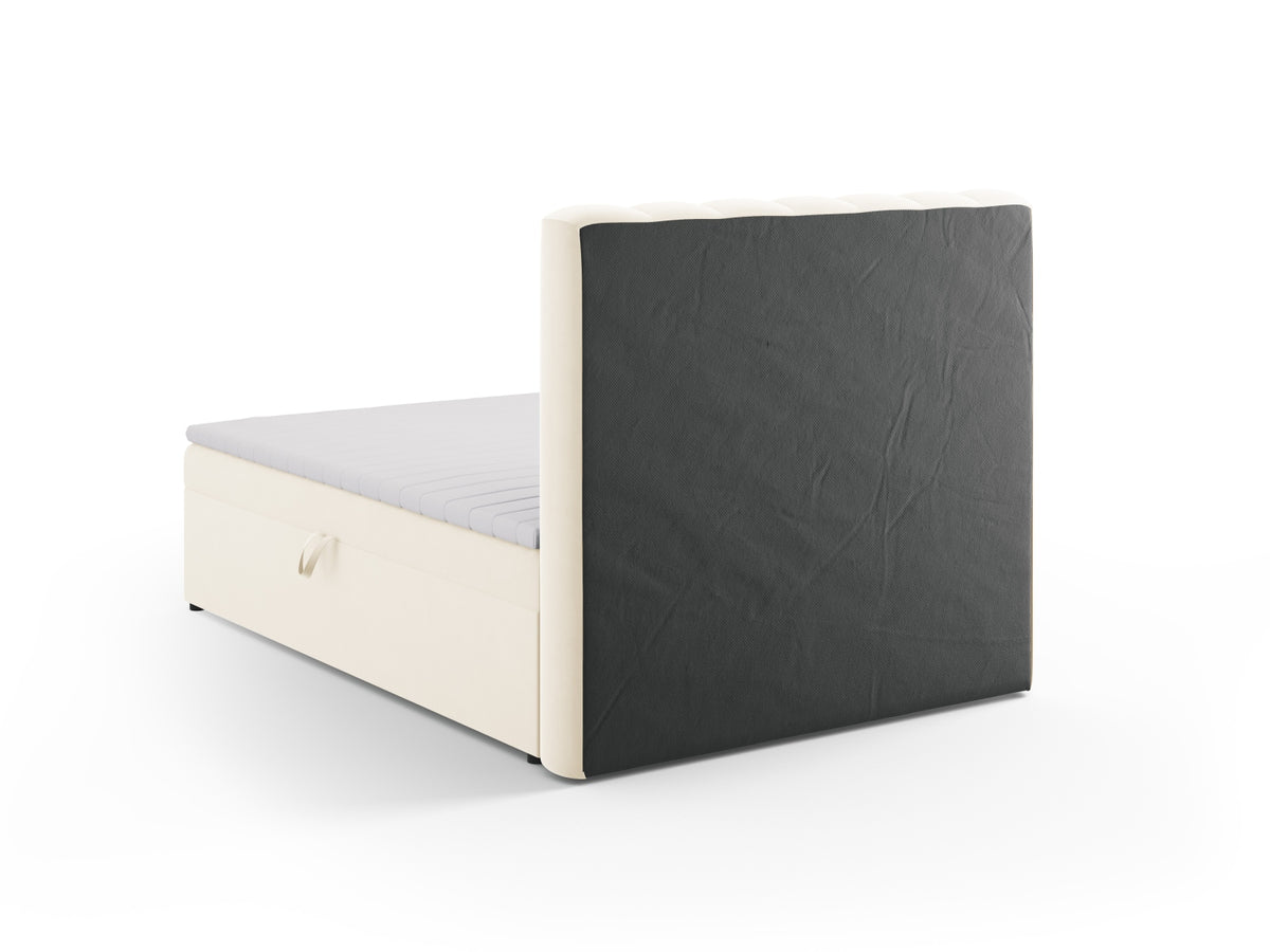 Kelp Boxspringbett Set 140cm: Headboard + Box Springs/Matratze + Matratze Topper in Light Beige-Bluvel präsentiert im Onlineshop von KAQTU Design AG. Bett ist von Micadoni